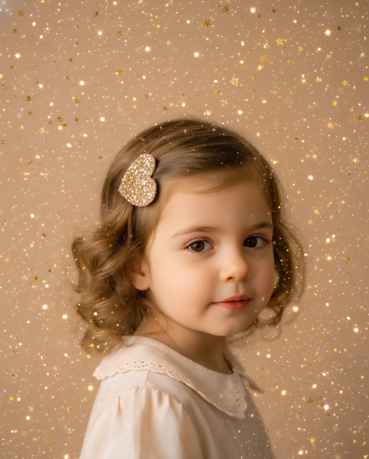 Glitter Turuncu Gold Kalp 4 cm Çıtçıt Toka  5 cm Obje Tekli