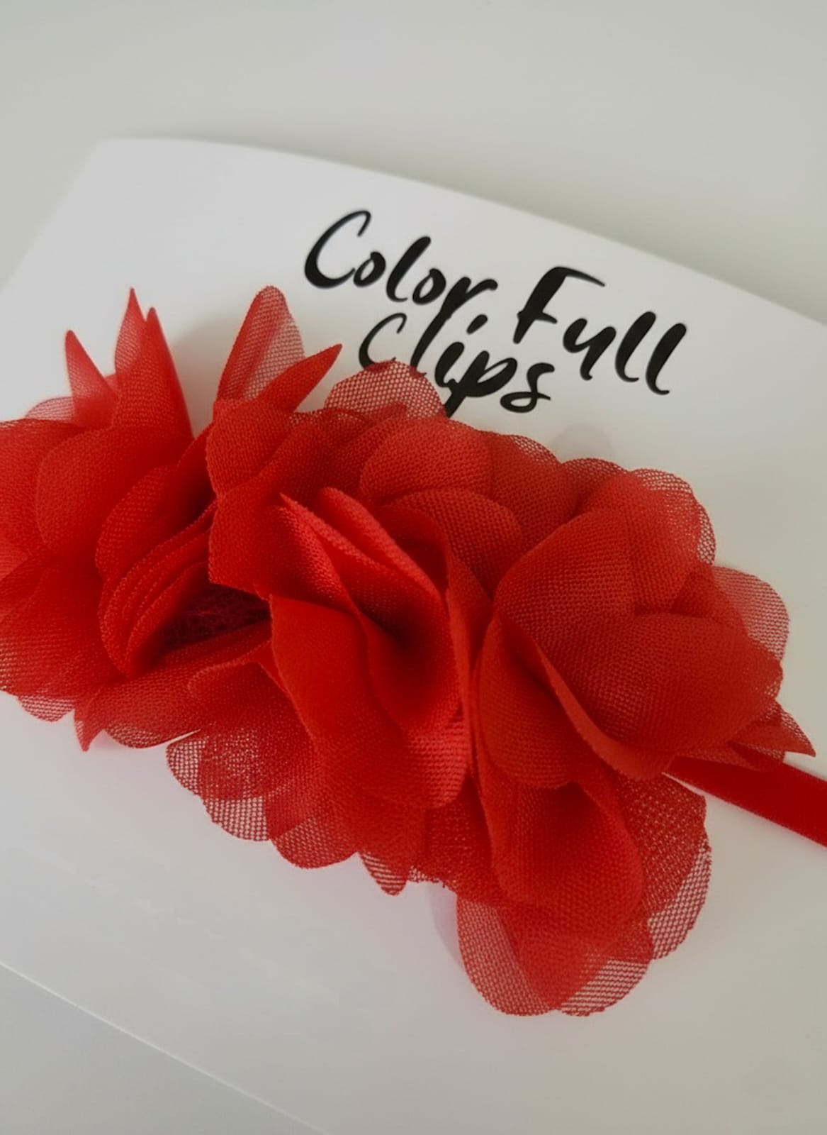 Tül Çiçek Kırmızı Bant