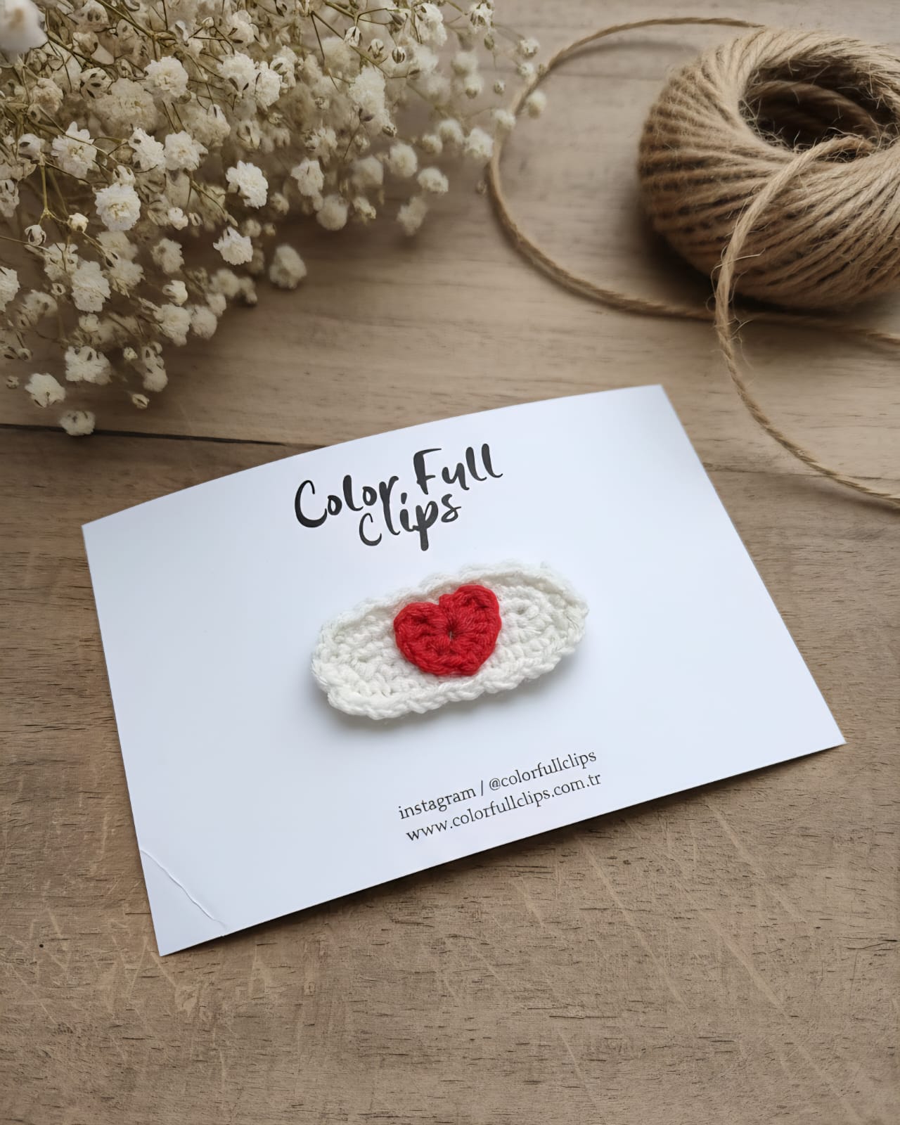 El Örgüsü Kalp Figürlü Çıtçıt Toka Tekli