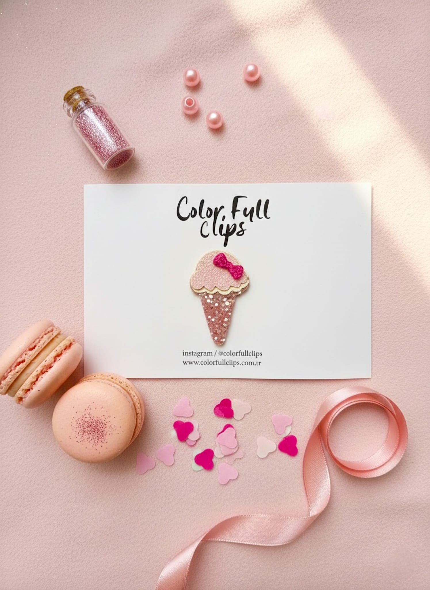 Glitter Fiyonklu Dondurma Az Saçlı Bebek Tokası- 23mm