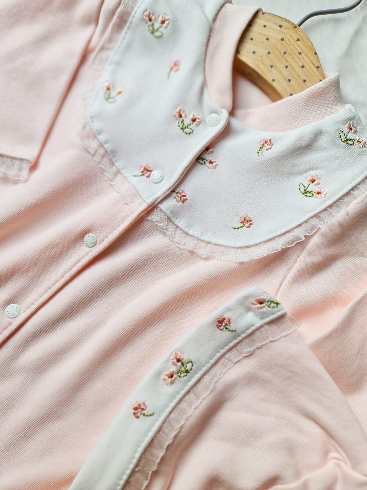 Pamuklu Somon Bebek Tulum Şapka Seti