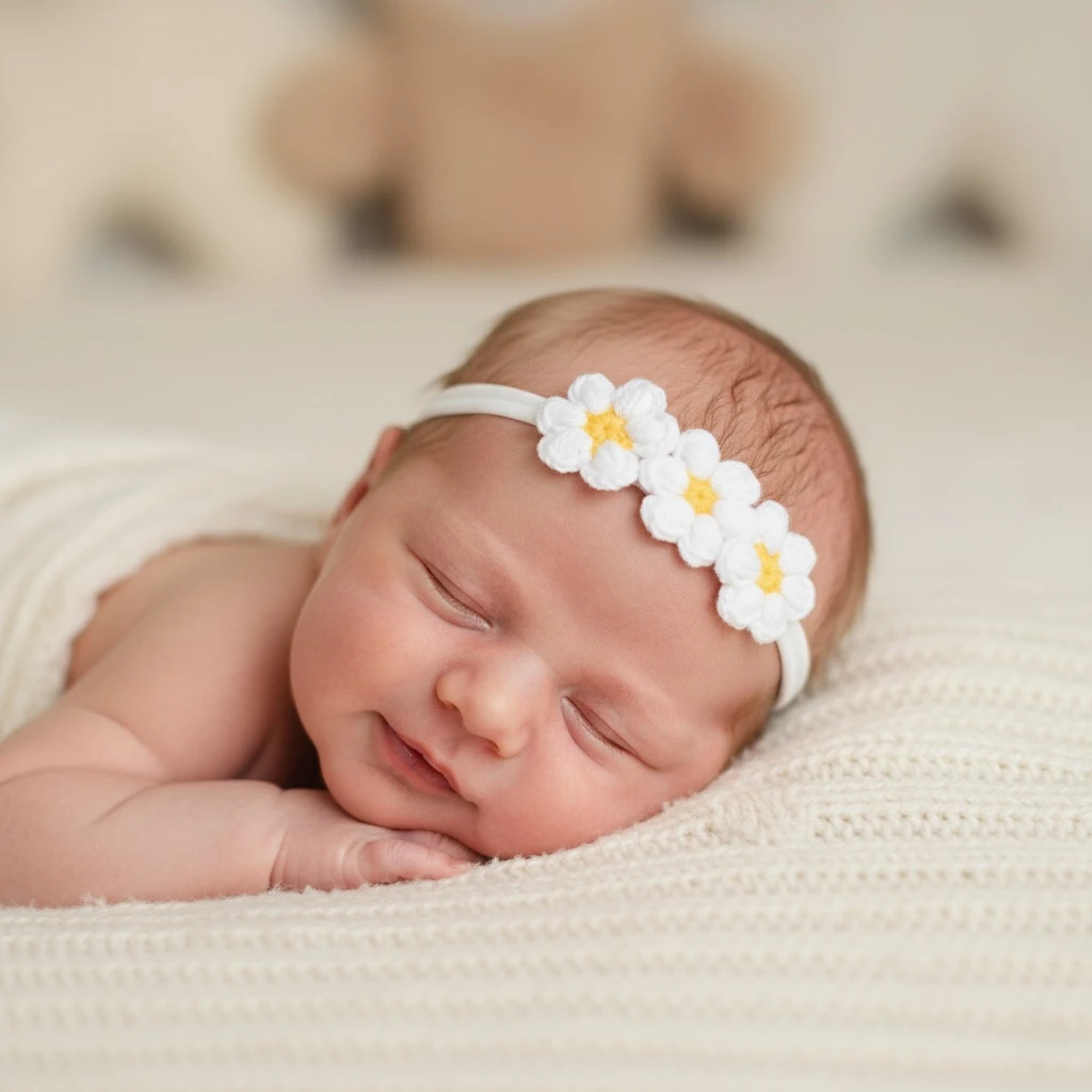 El Örgüsü Papatya Bant Beyaz