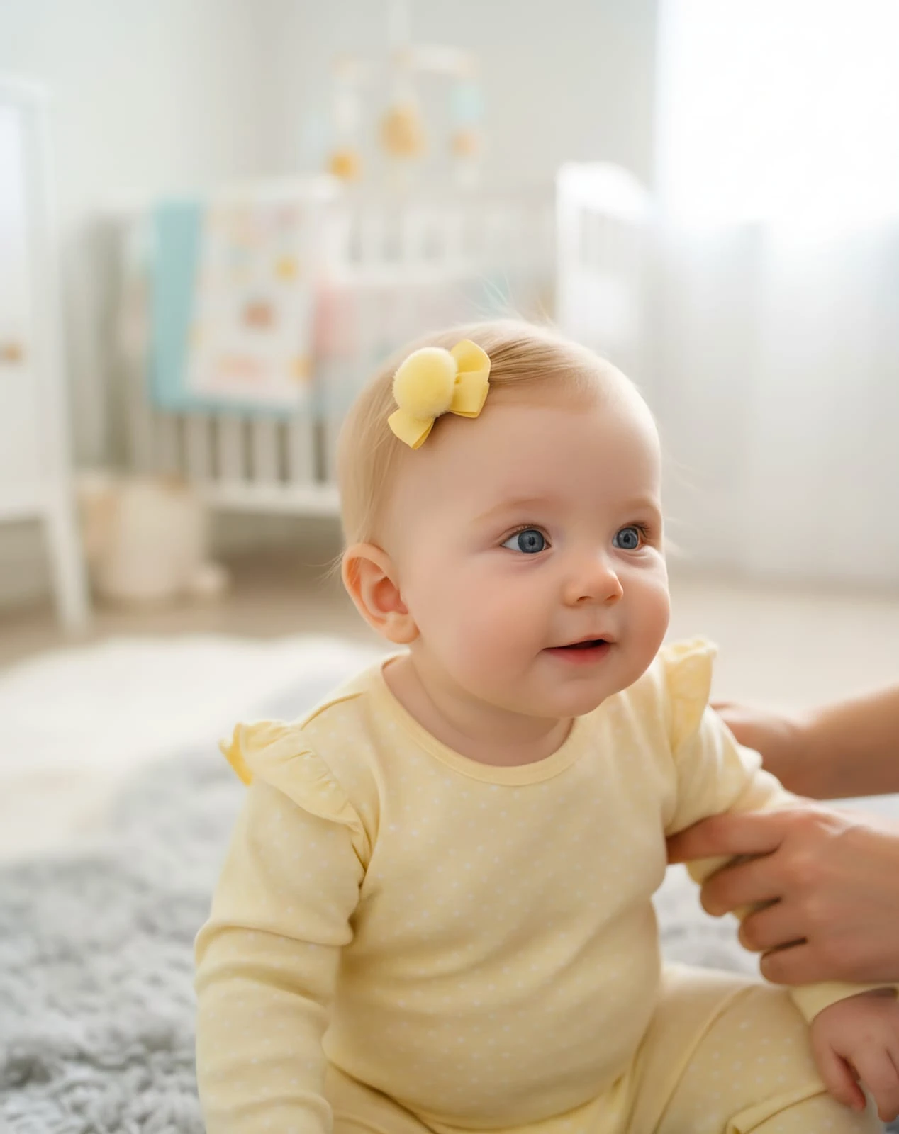 Ponponlu Sarı Kurdele Az Saçlı Bebek Tokası Adet