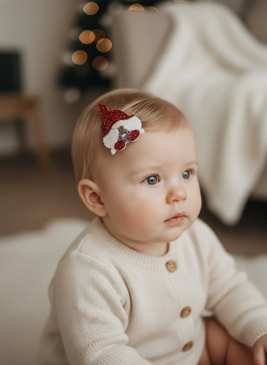 Cüce Yılbaşı Az Saçlı Bebek Tokası