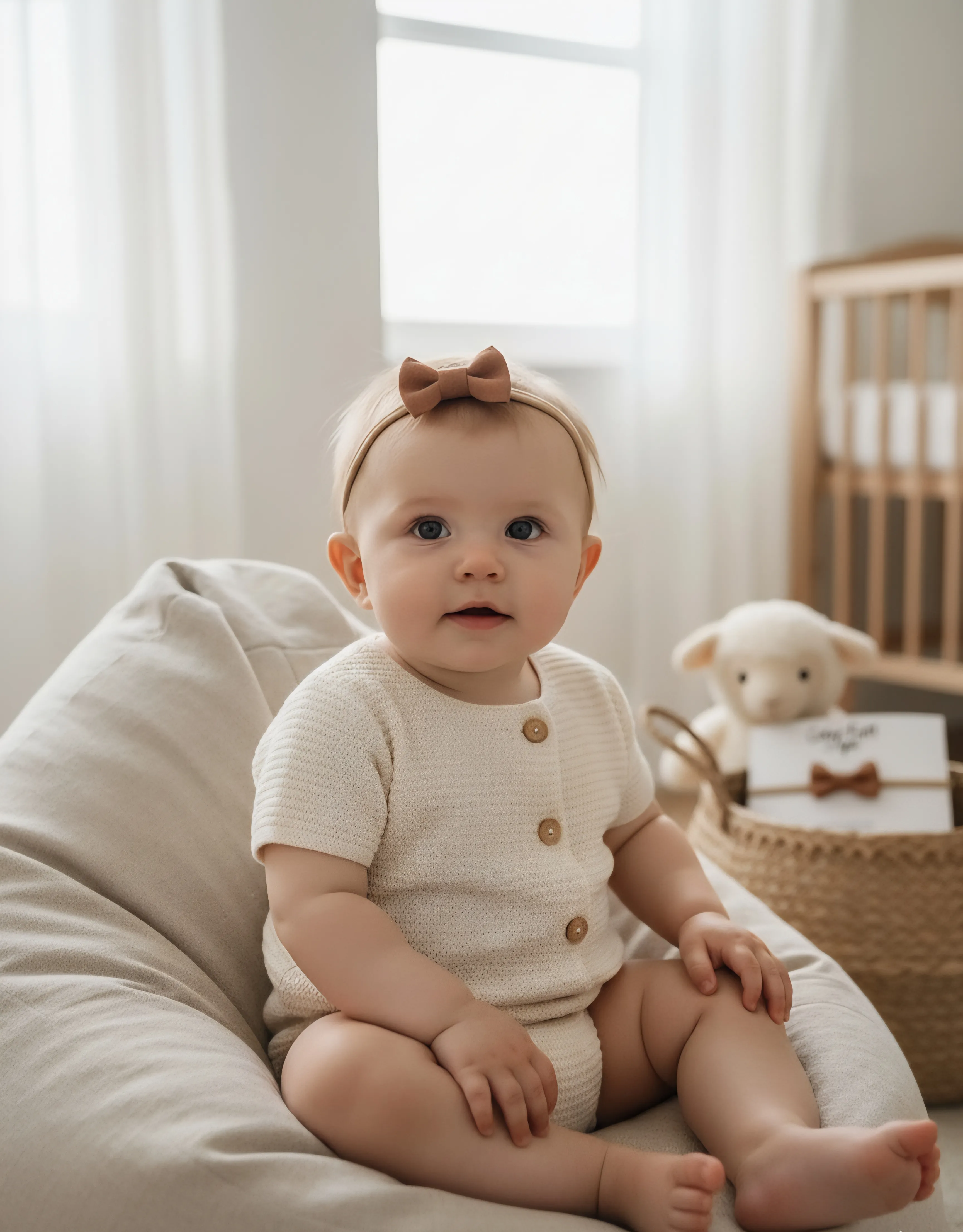 Tarçın Rengi Poplin Kumaş Fiyonk Bebek Bandı – 5 cm | Pamuklu ve Yumuşak Doku