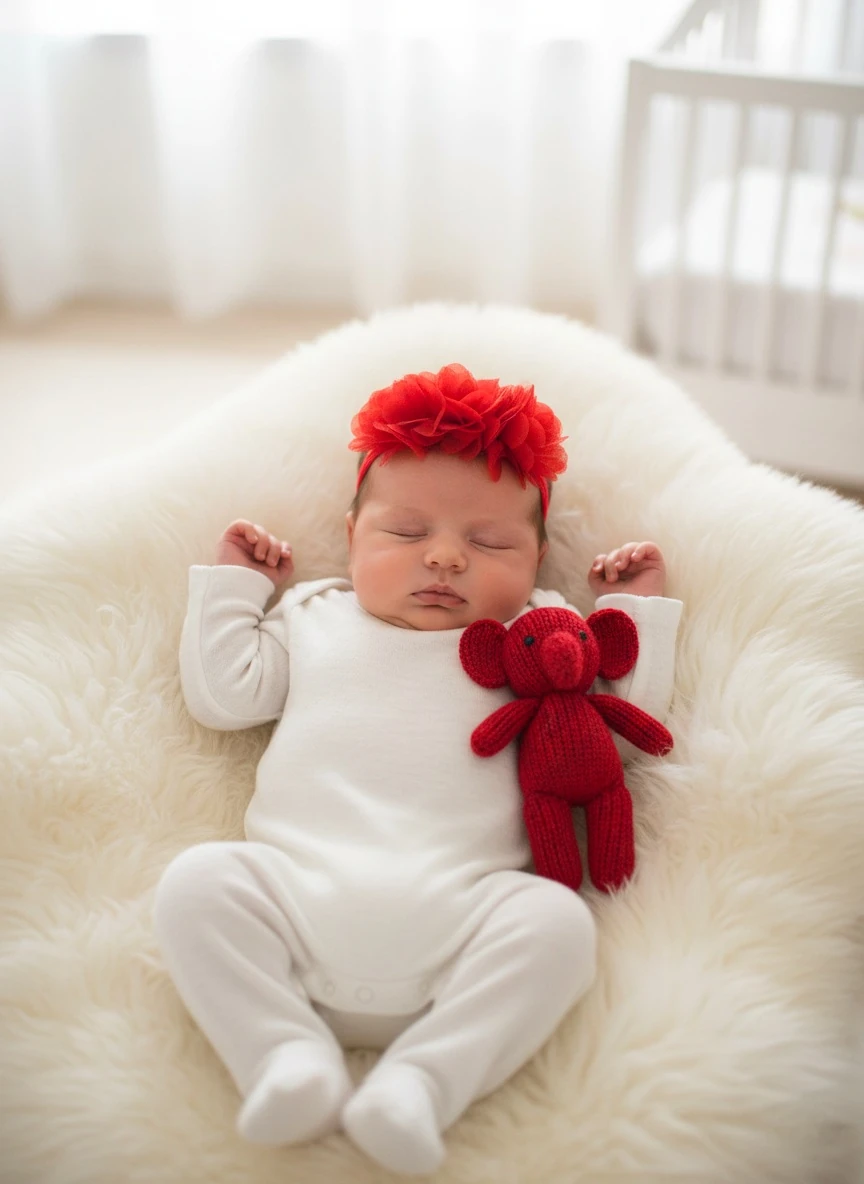 Tül Çiçek Kırmızı Bant