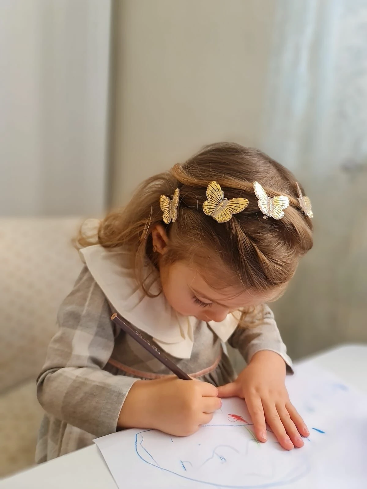 Kelebek Kız Çocuk Ve Kadın Saç Boncuğu Gold