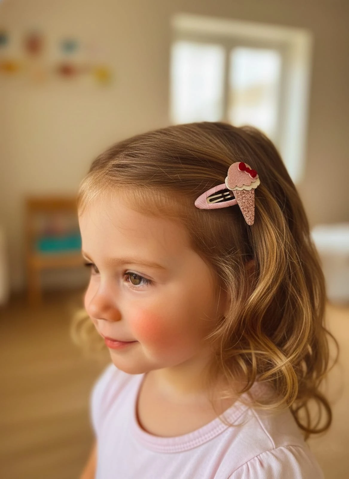 Glitter Fiyonklu Dondurma Çıtçıt Toka Tekli