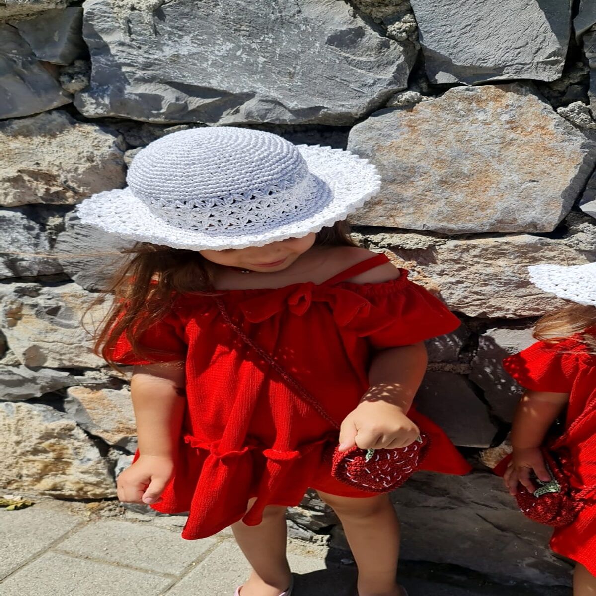 El Örgüsü Hasır Şapka Beyaz