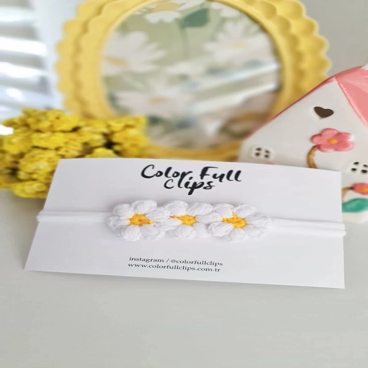 El Örgüsü Papatya Bant Beyaz