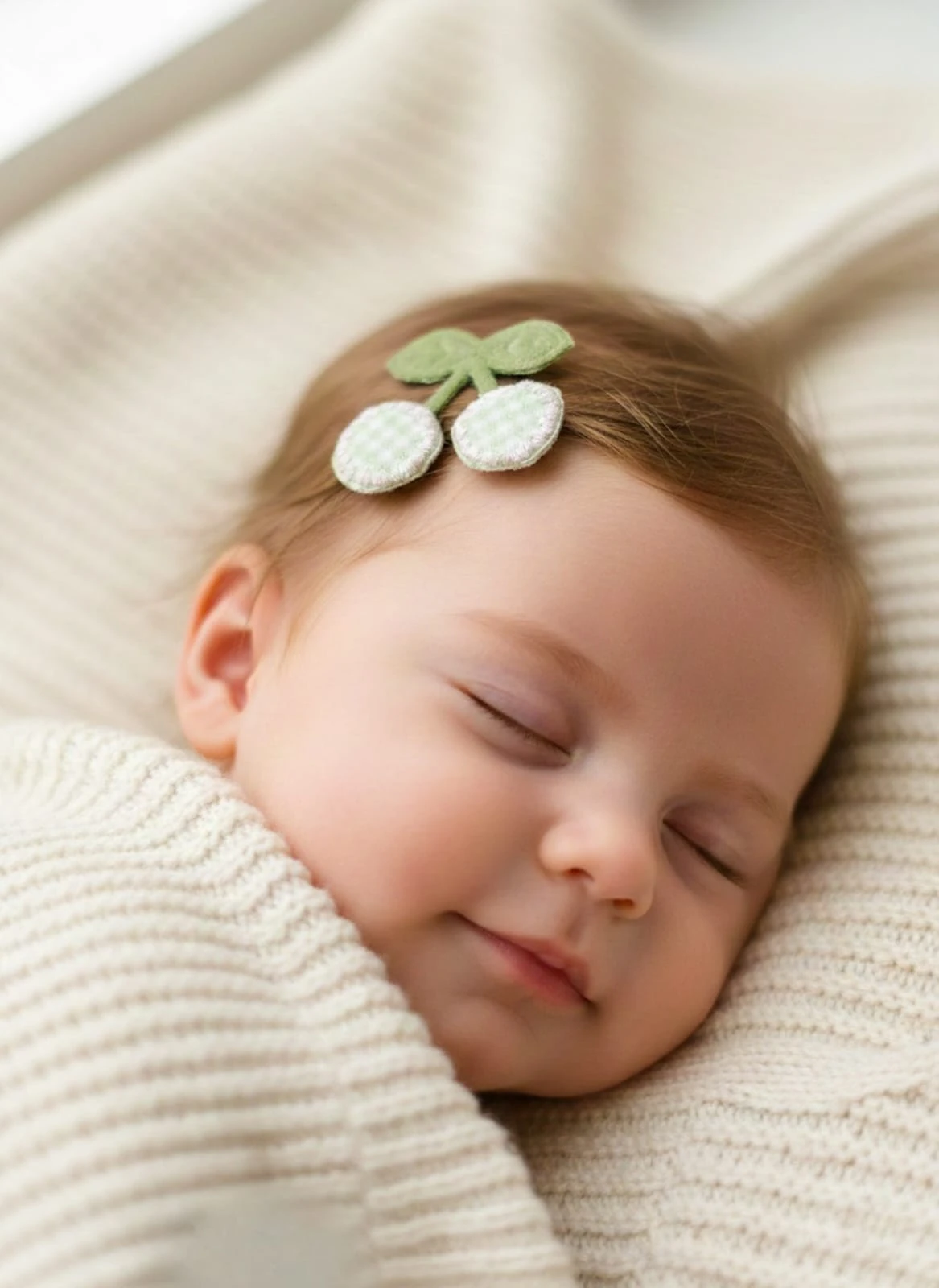 Kiraz Pötikare Desenli Az Saçlı Bebek Tokası