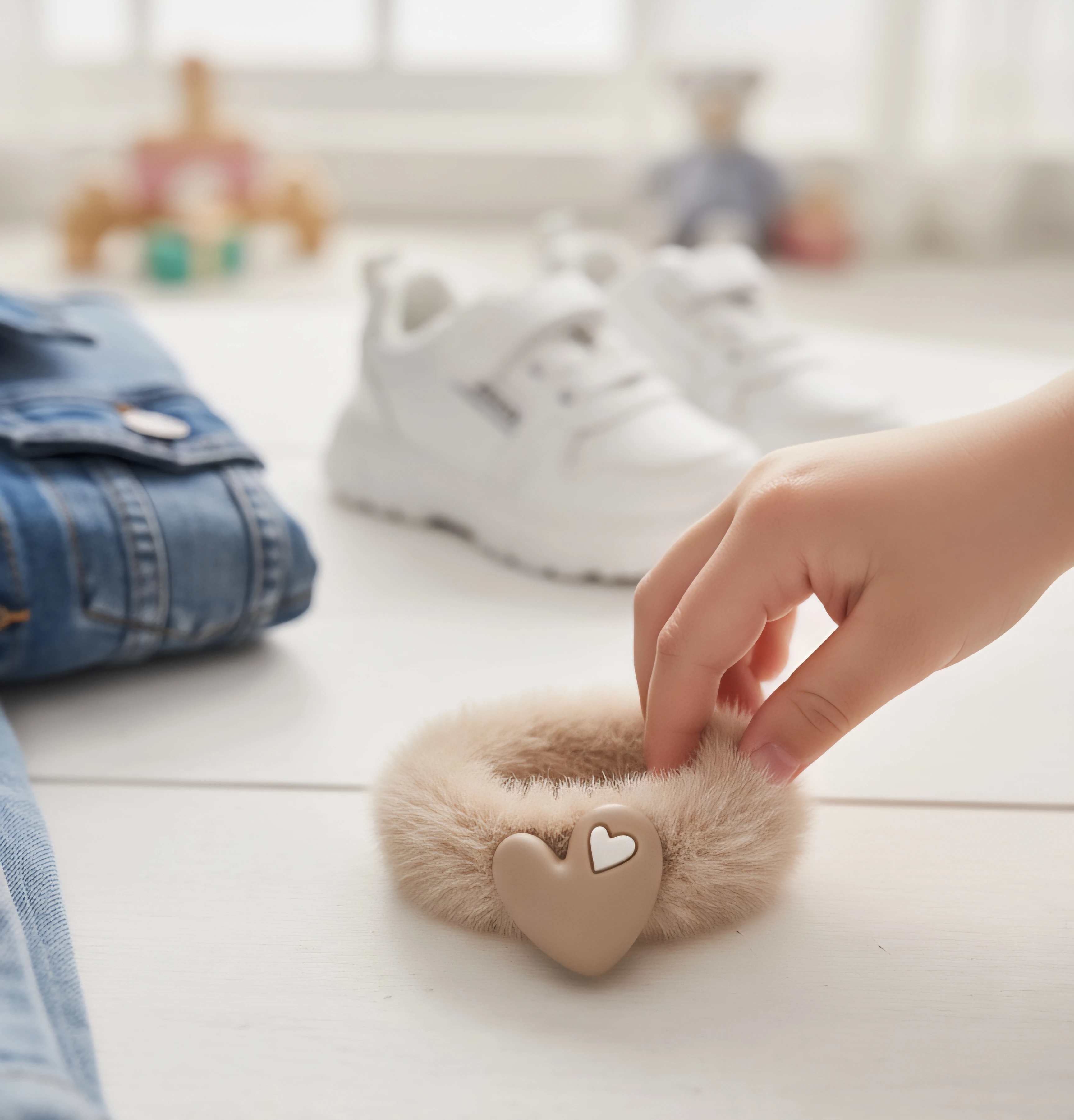 Kalp Figürlü Peluş Lastik Toka – Çocuklar İçin Yumuşacık ve Şık Aksesuar