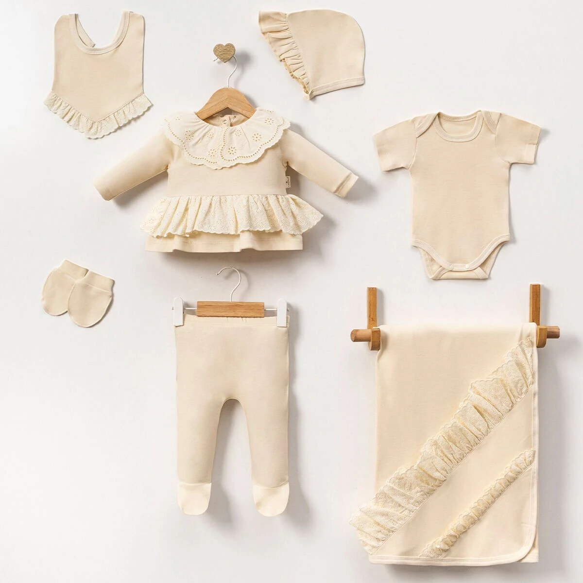 Elegant Krem 7'li Hastahane Cikis Seti