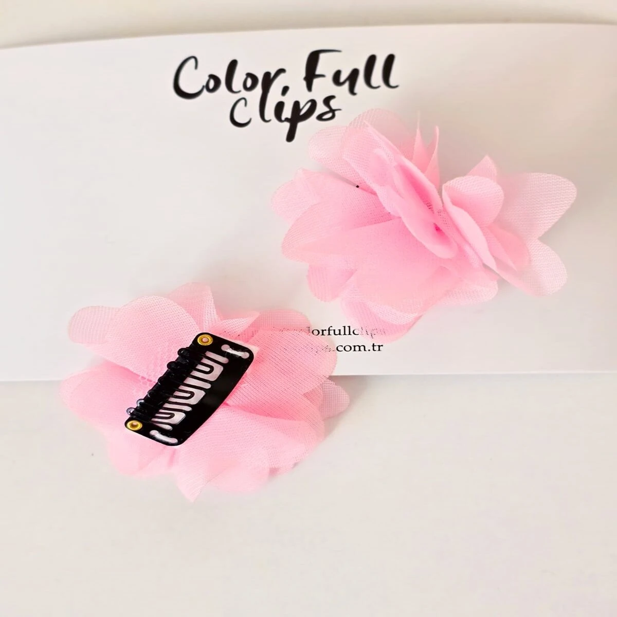 Şifon Çiçek Az Saçlı Bebek Tokası (2 adet) -Renk Seçenekleri ile 