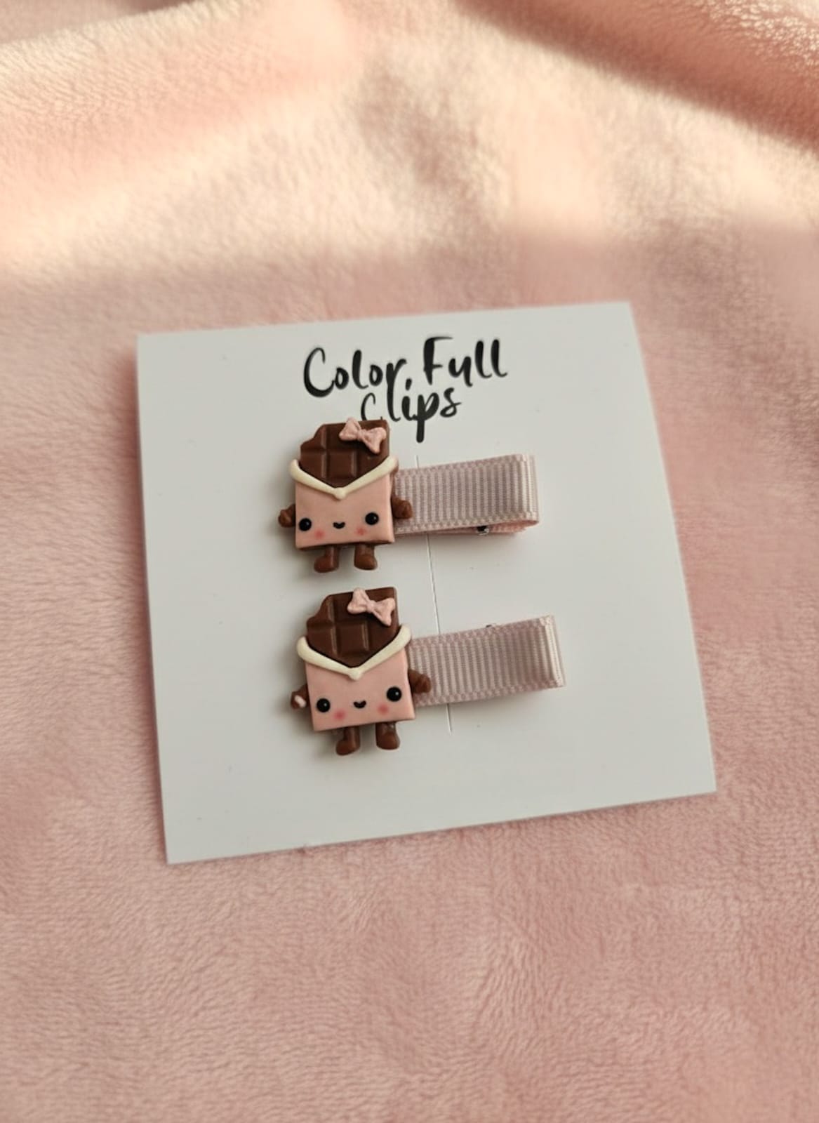 Fiyonklu Çikolata 3.5 cm Klips Toka İkili