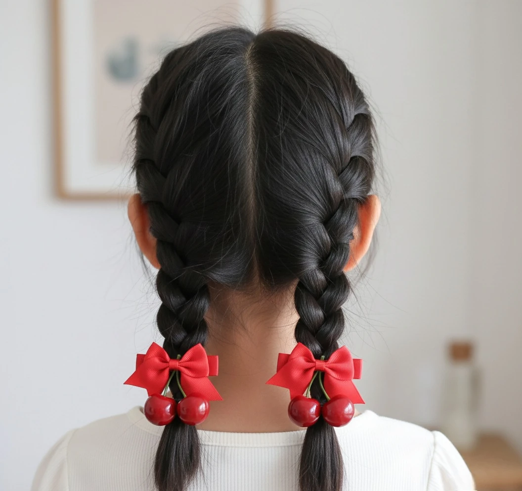 Kiraz Figürlü Klips Toka – 2’li Set | Kız Çocuk Saç Tokası