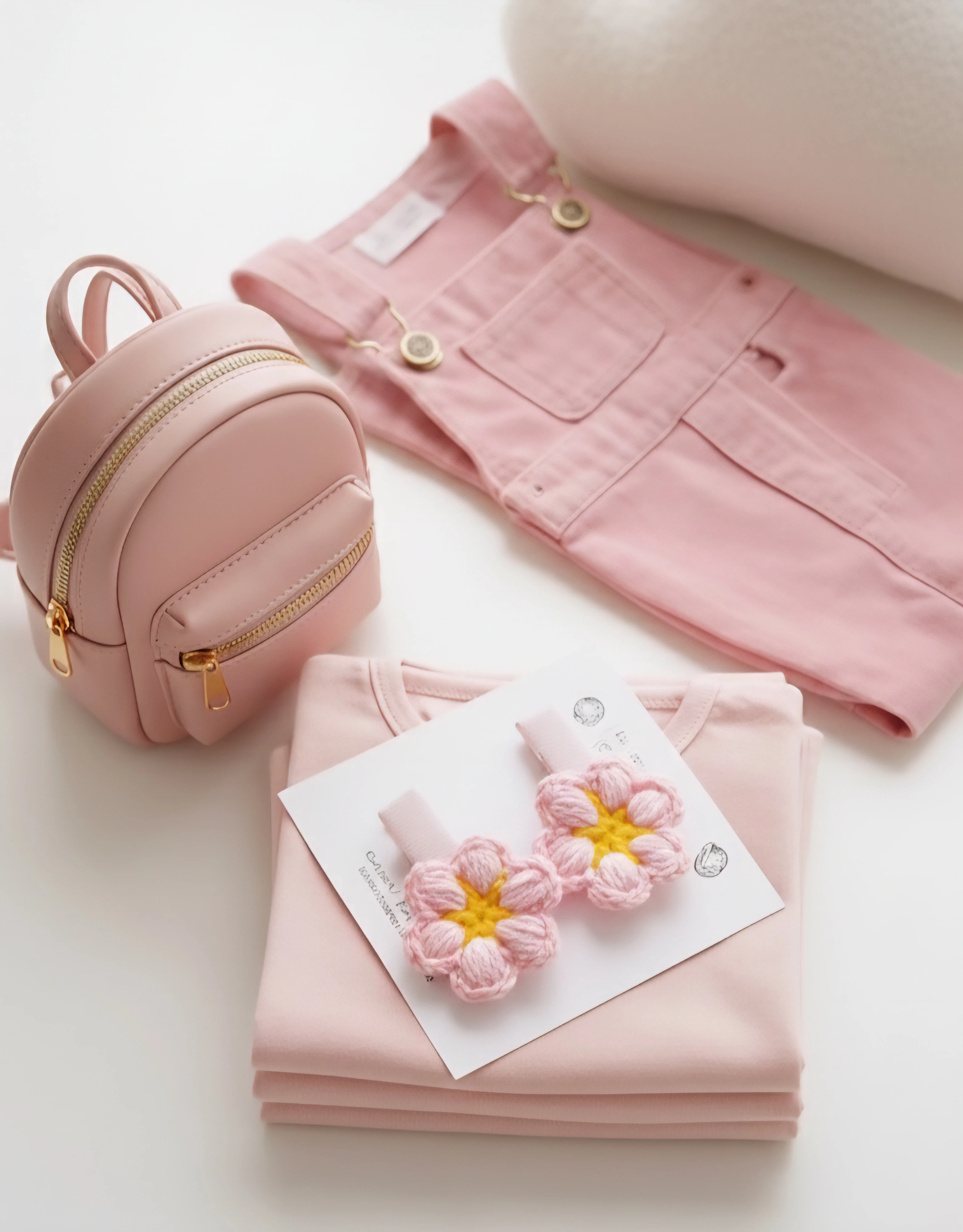 Pembe Daisy Örgü Klips Toka 2'li 4cm klips