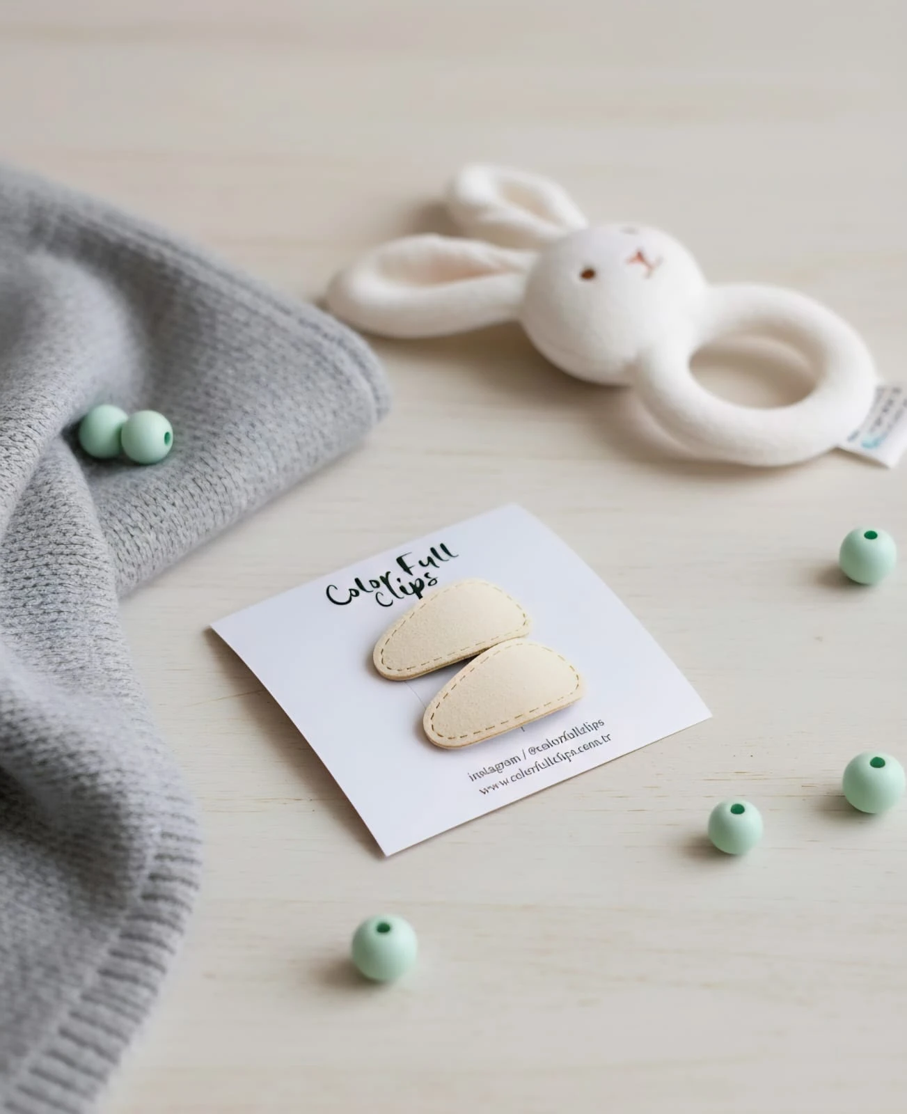 Deri 3.5 cm Krem Çıtçıt Toka İkili