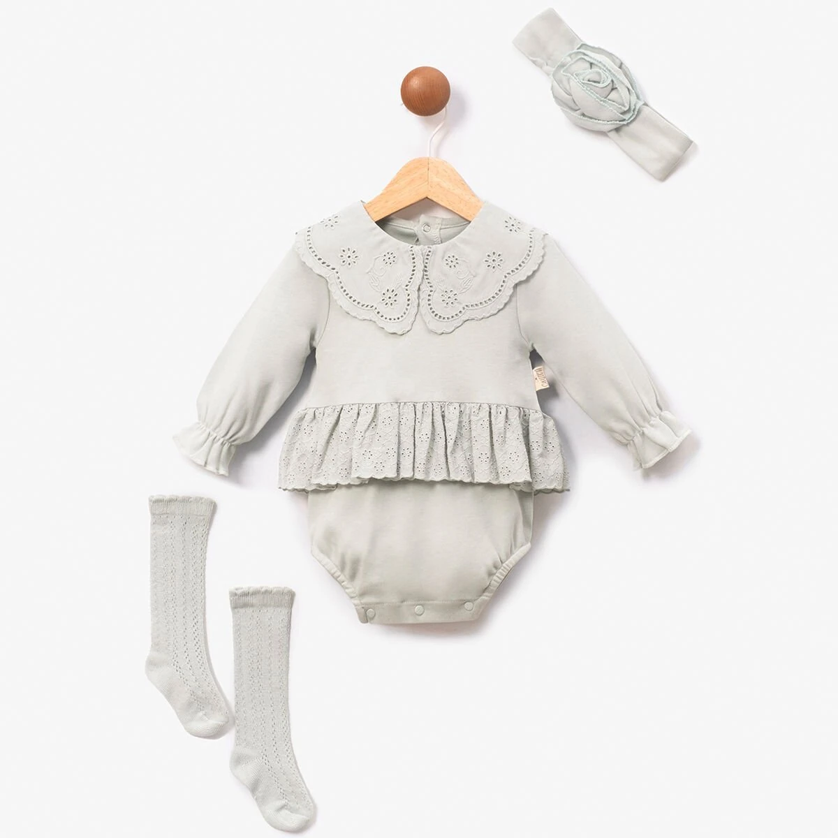 Turkuaz Bandanali Corapli Romper Set