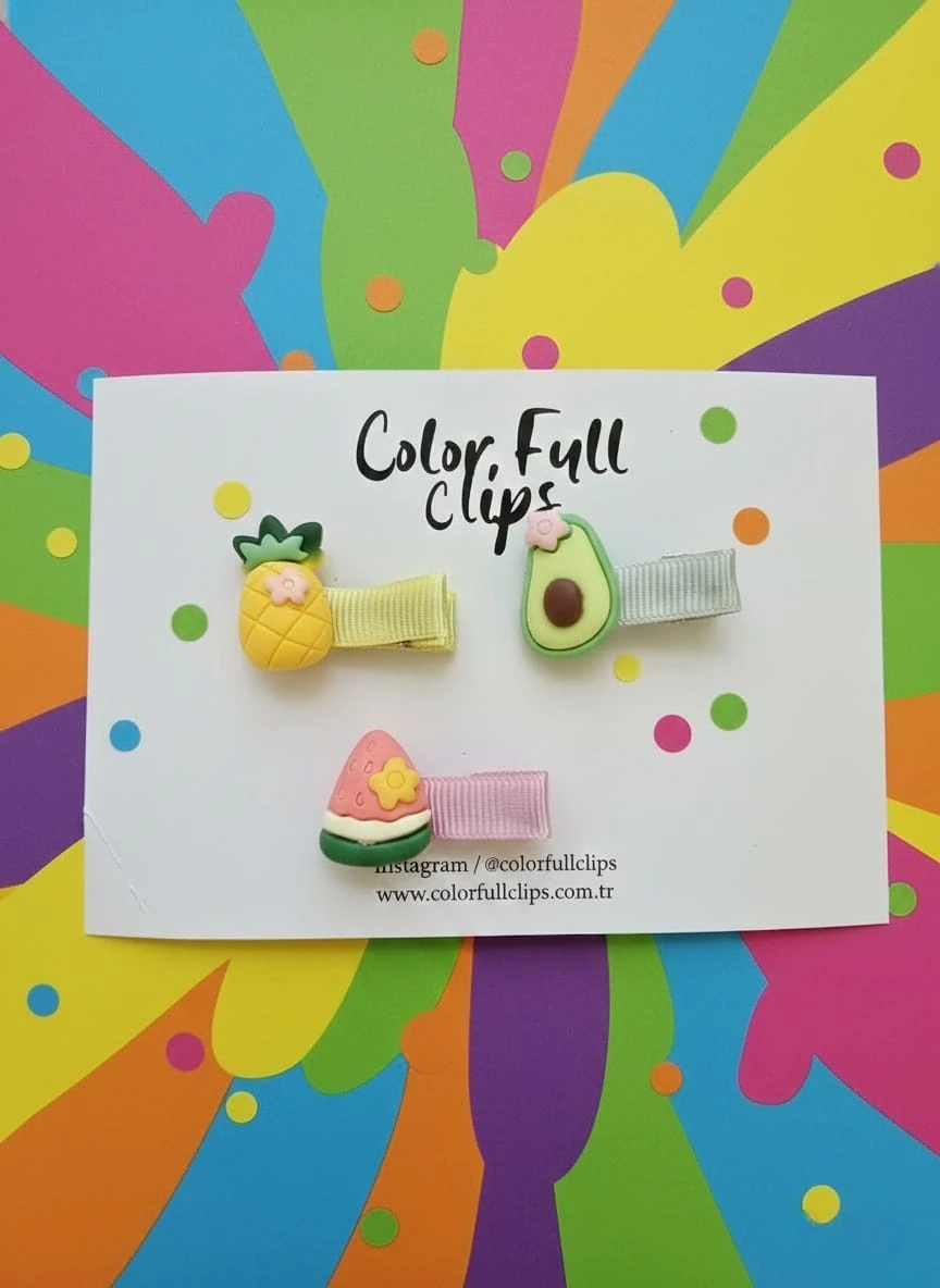 Meyveler 3.5 cm Klips Toka 3 'lü