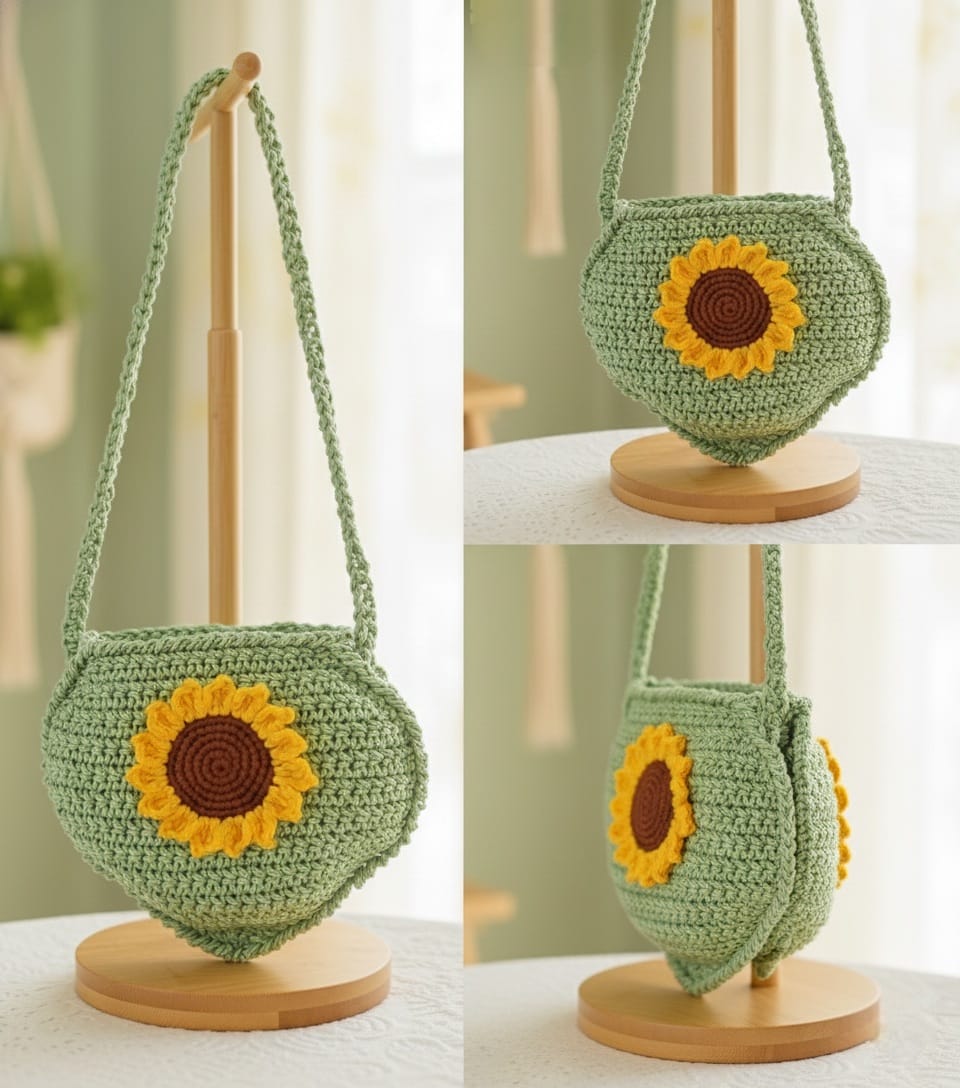 El Örgüsü Hasır Ayçiçeği Canta