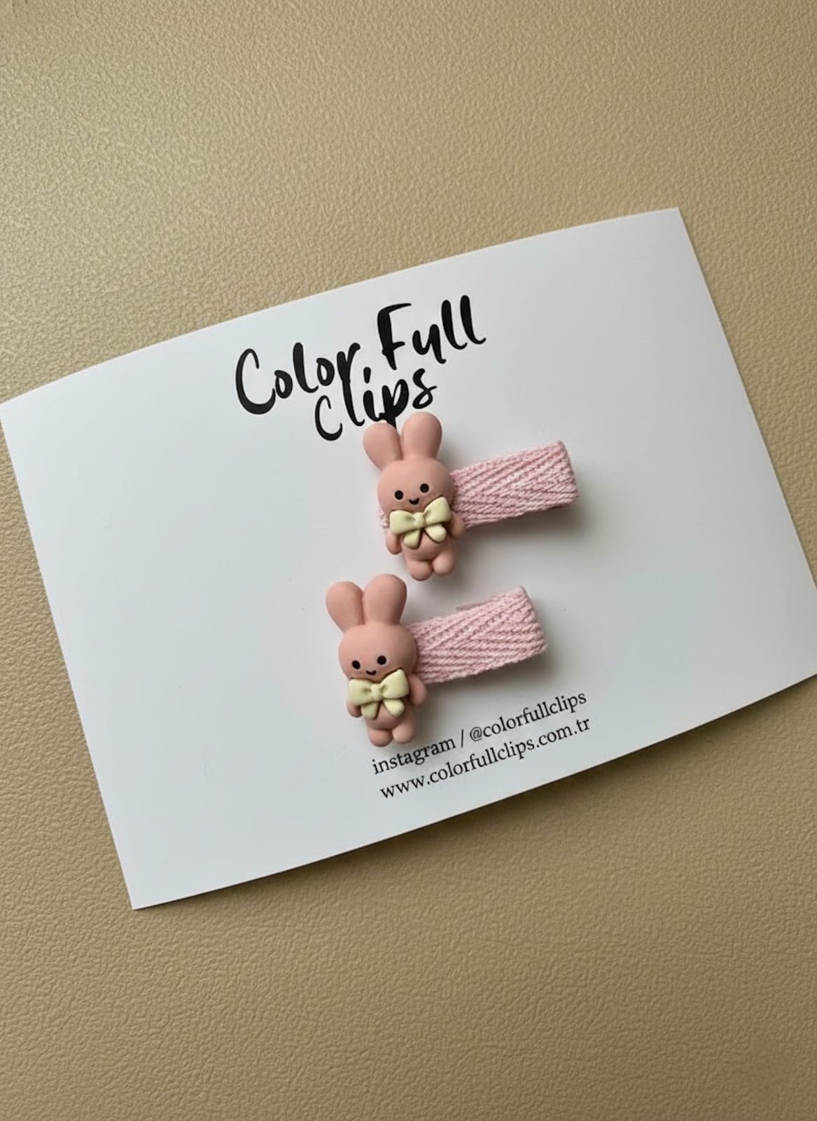 Tavşan Figürli 3.5 cm Klips Toka 2'li