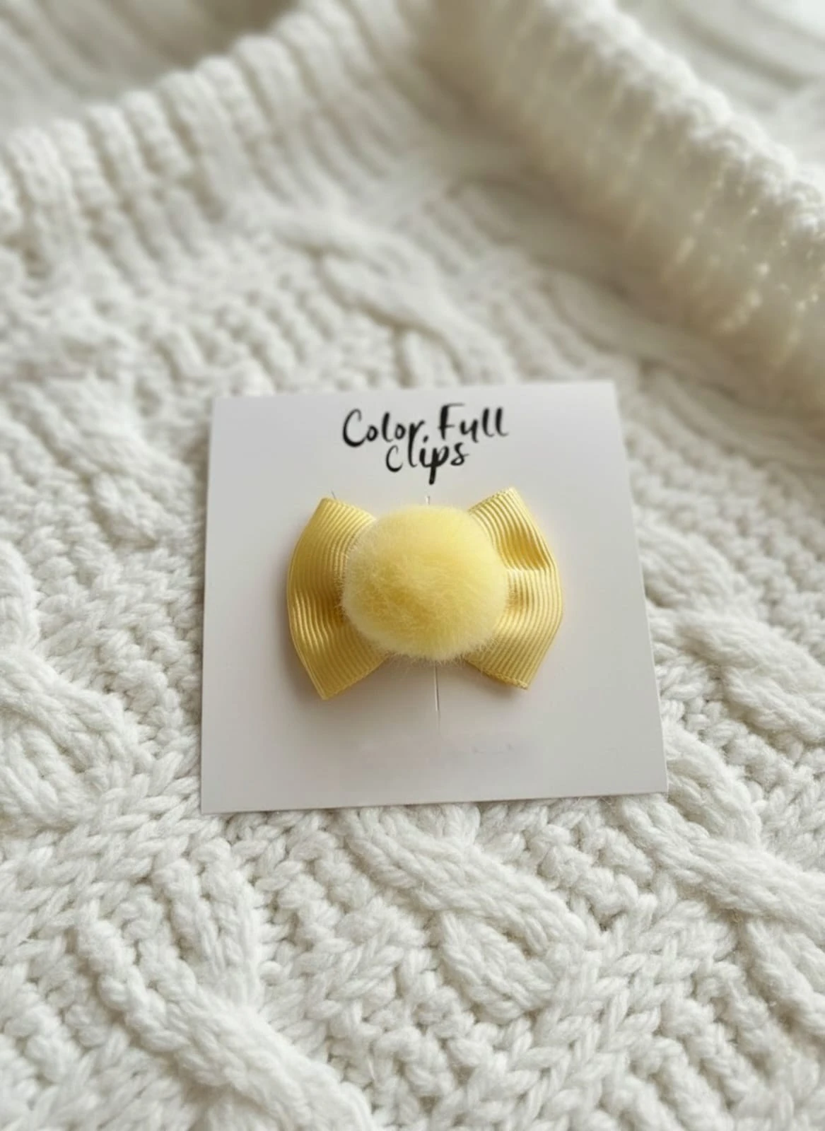 Ponponlu Sarı Kurdele Az Saçlı Bebek Tokası Adet