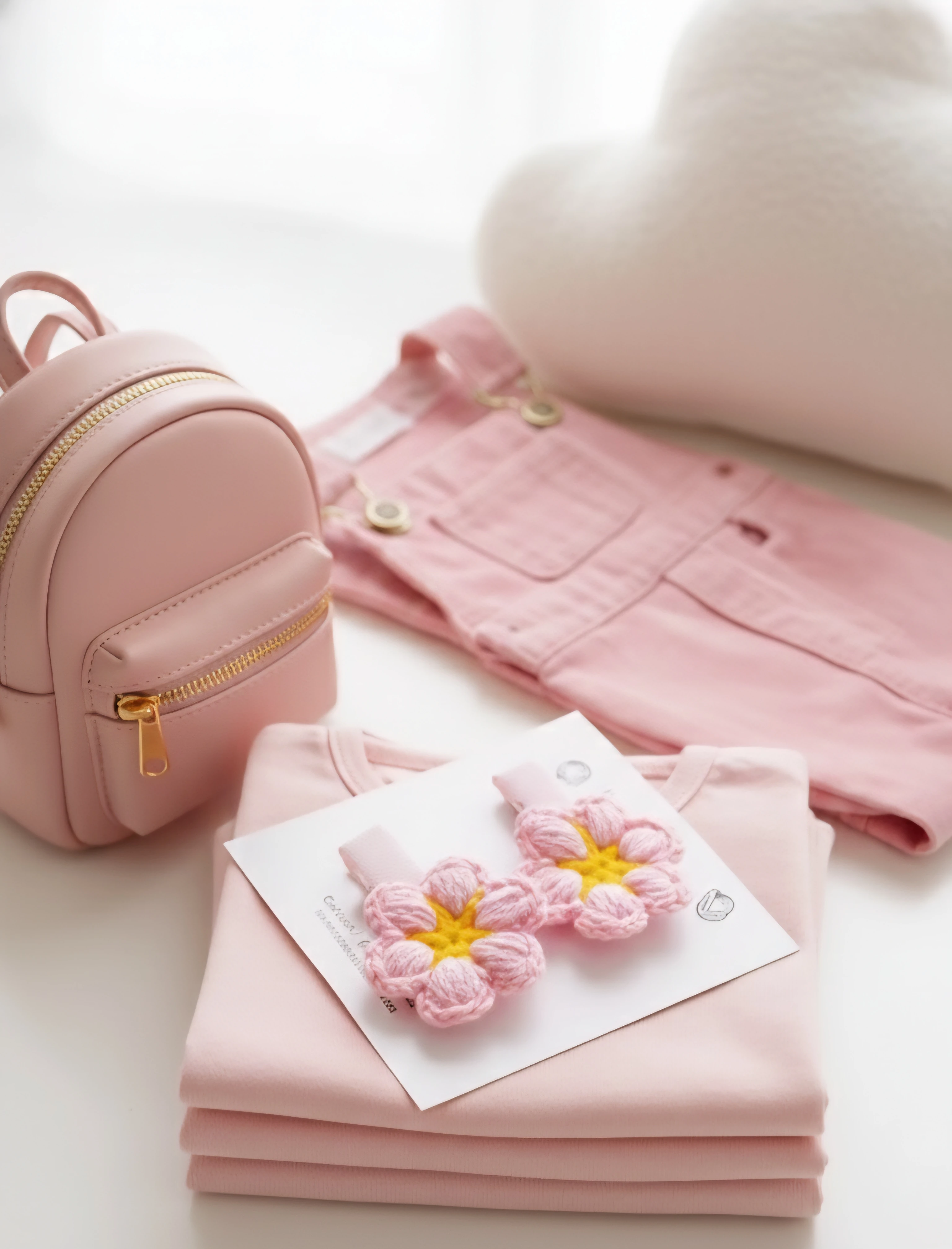 Pembe Daisy Örgü Klips Toka 2'li 4cm klips