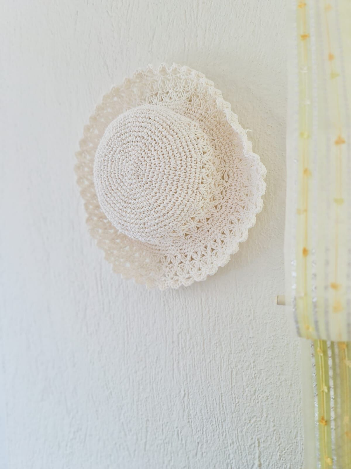 El Örgüsü Hasır Şapka Beyaz