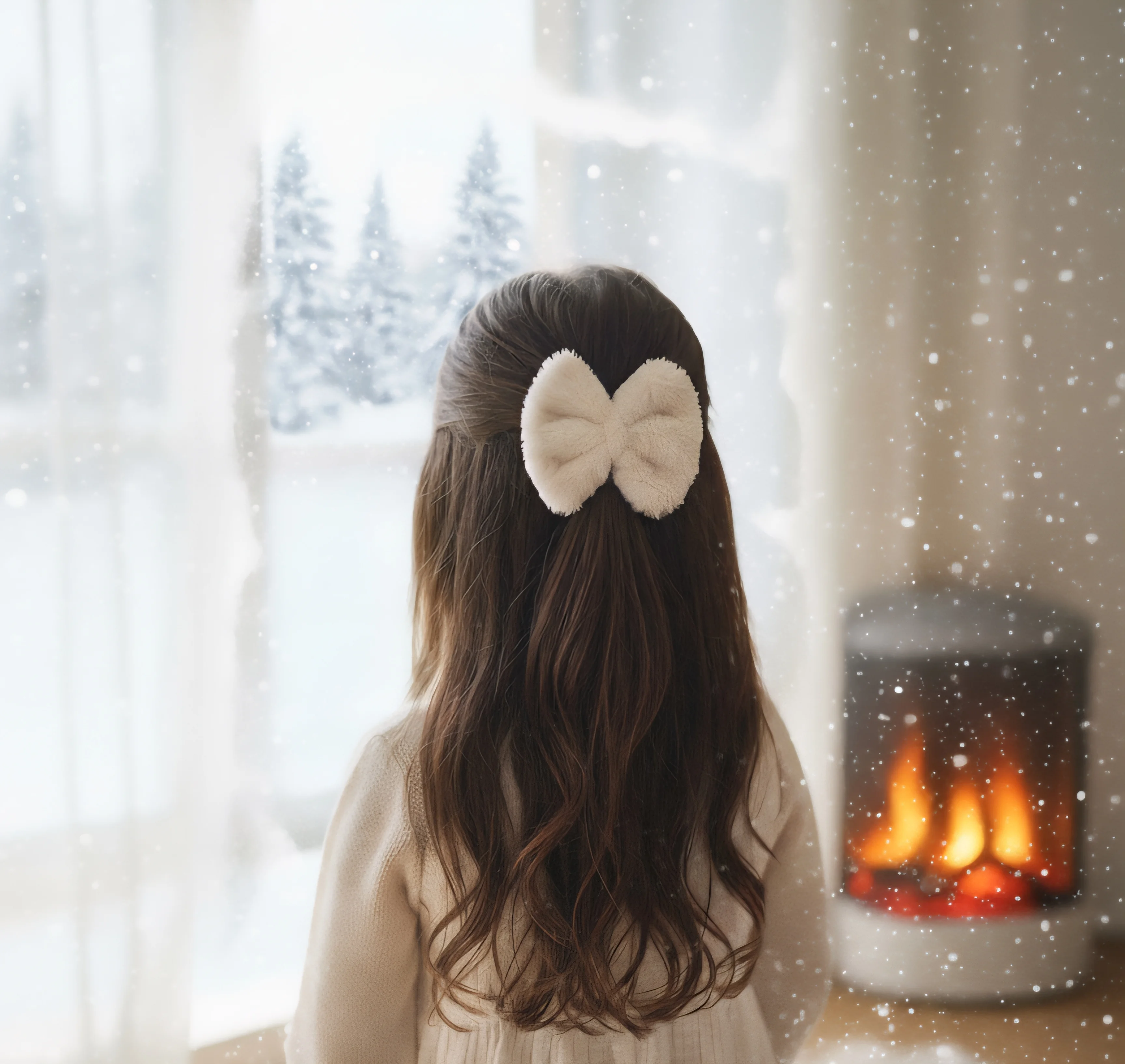 Ekru Renkli Peluş Fiyonk Klips Toka – 5 cm