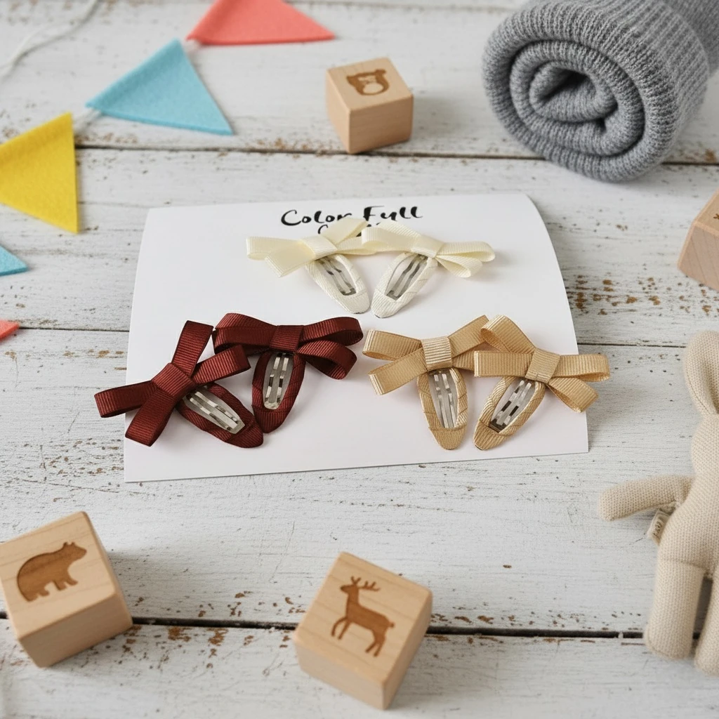 Toprak Tonları Renkli 6'lı  Fiyonklu  Çıtçıt Toka Set