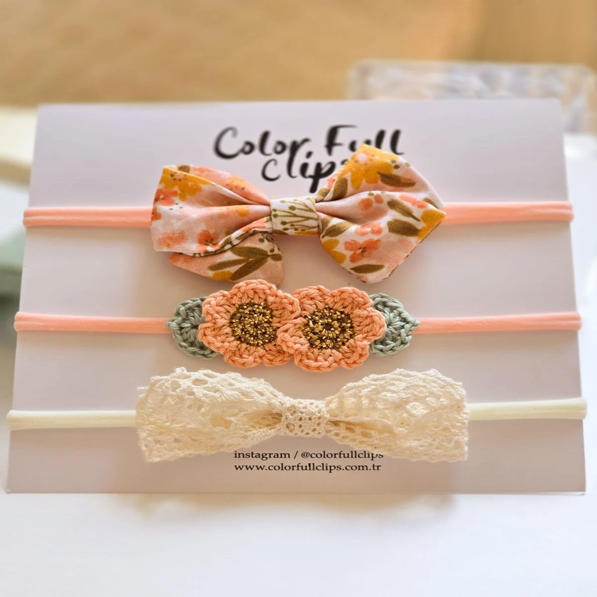 El Örgüsü Yavuruağzı 3'lü Bebek Bant Set