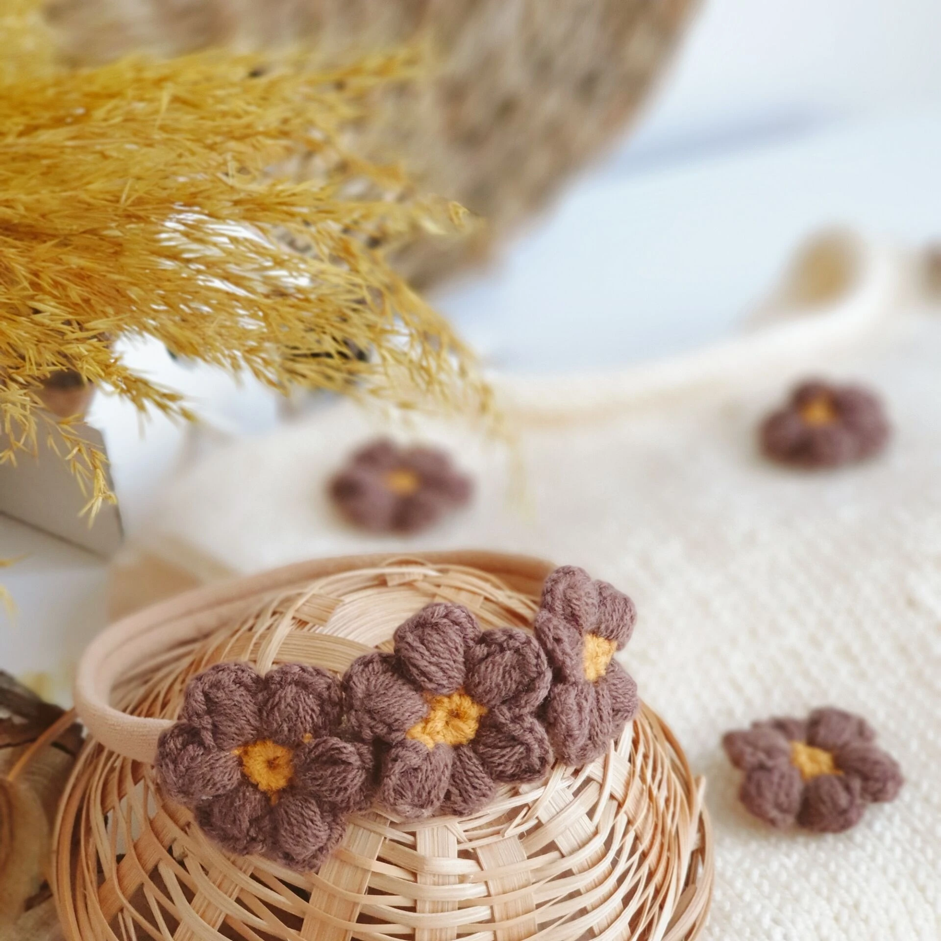 El Örgüsü Papatya Bandana Kahverengi