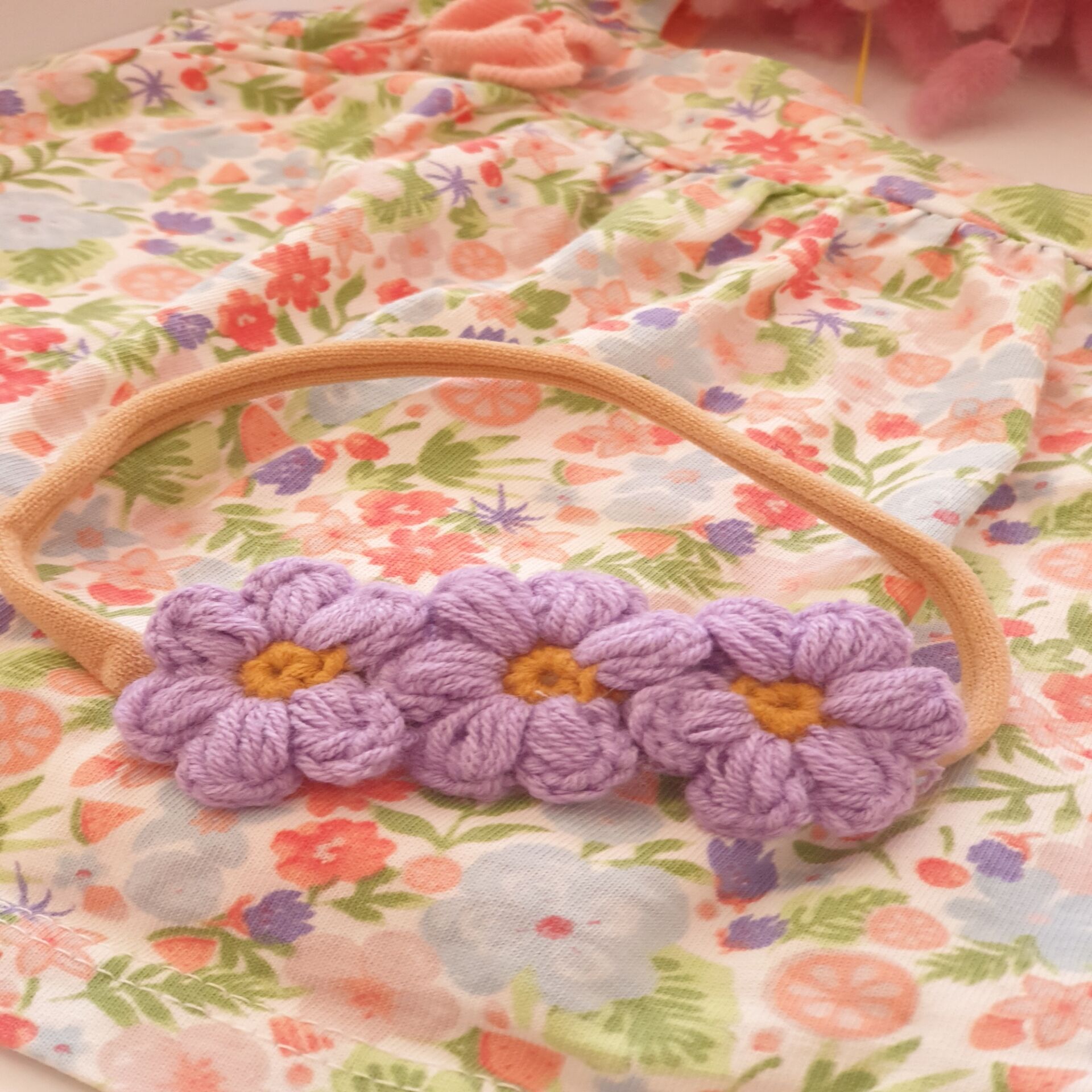 El Örgüsü Papatya Bandana Lila