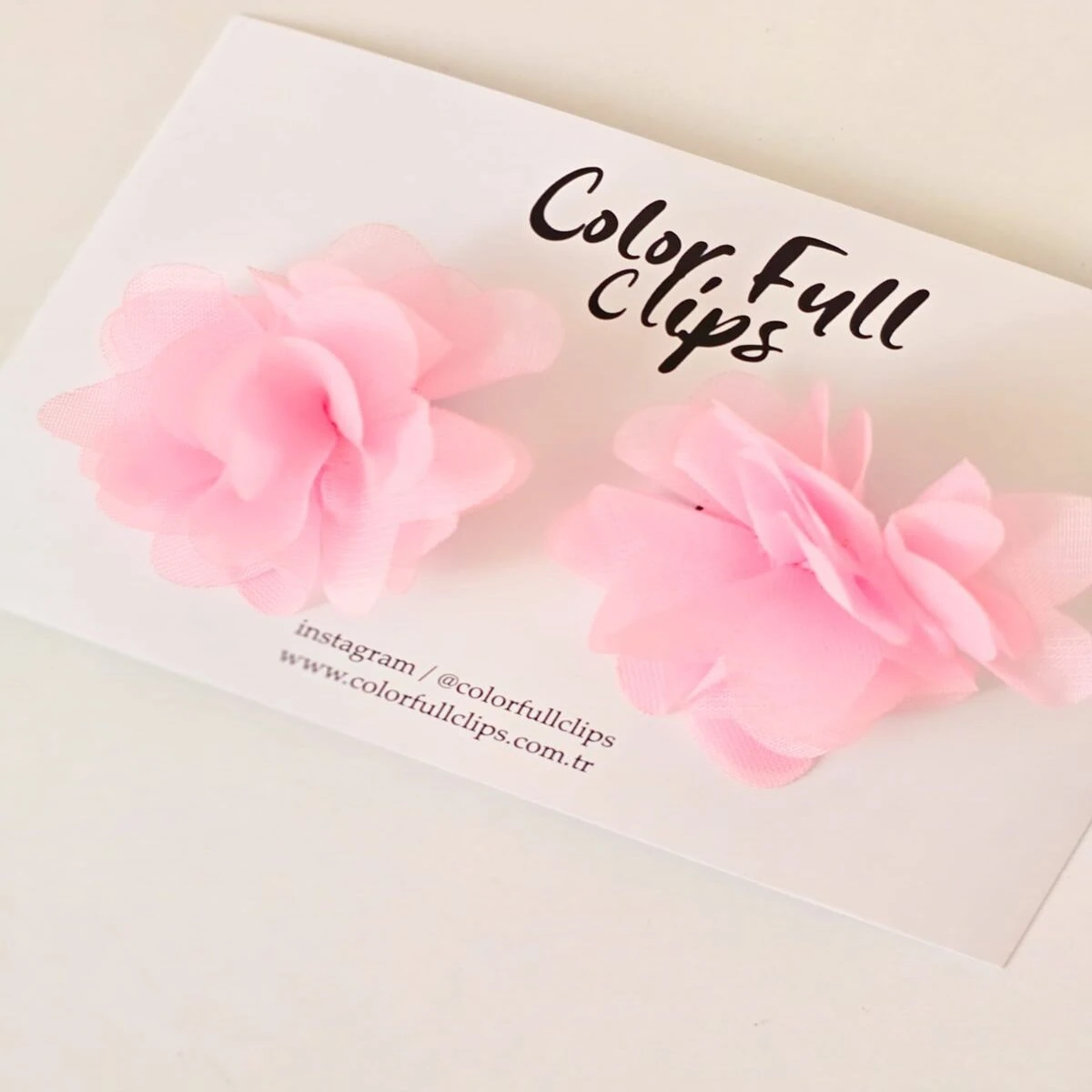 Şifon Çiçek Az Saçlı Bebek Tokası (2 adet) -Renk Seçenekleri ile 