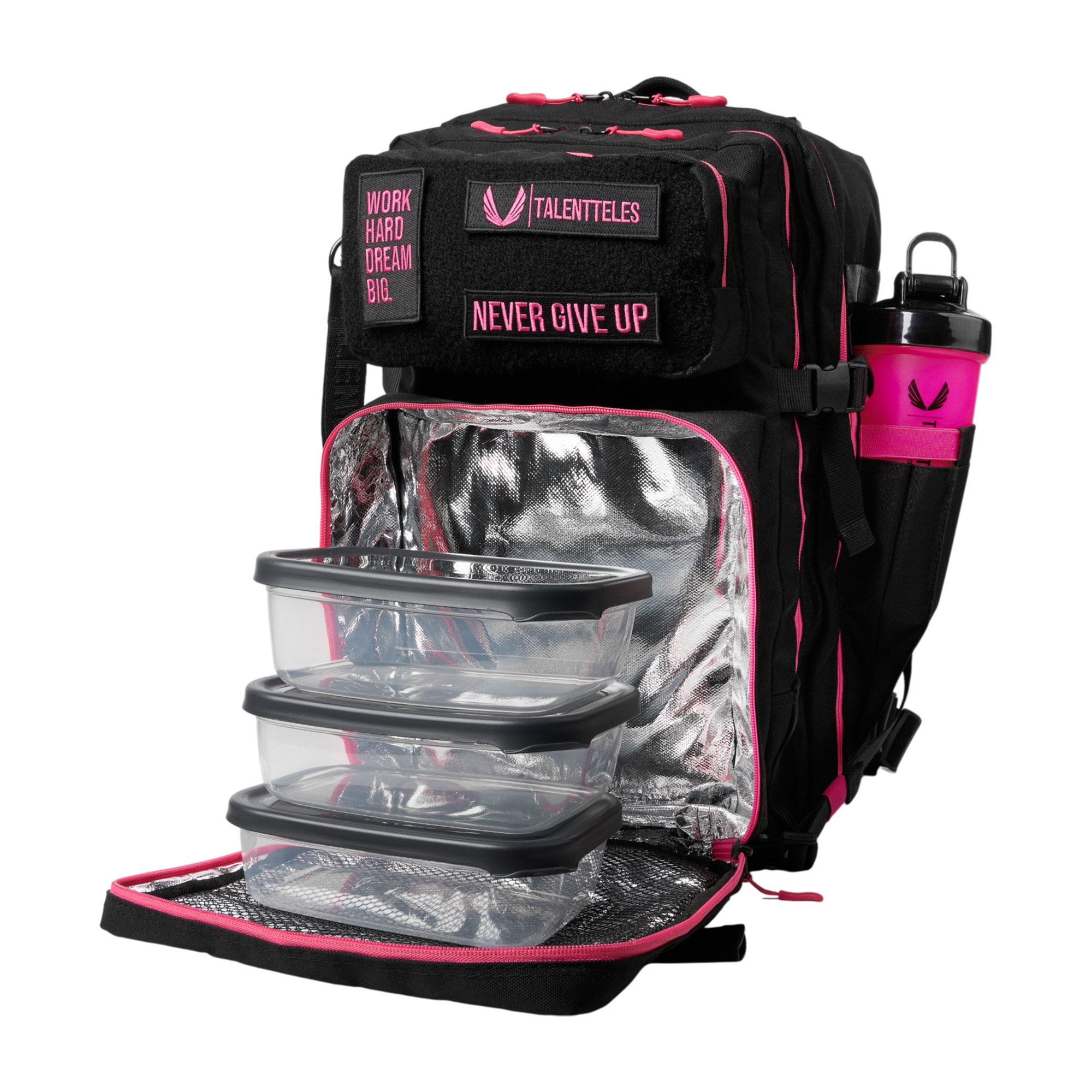 Pink Black 50L Termal Yemek Bölmeli Sırt Çantası