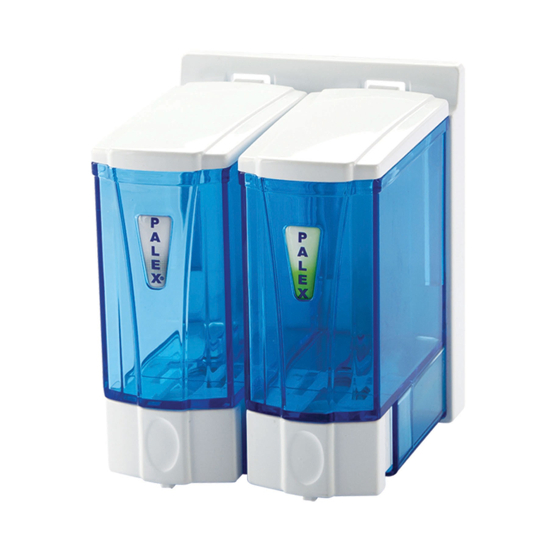 Mini Sıvı Sabun Dispenseri Çiftli 250*2 cc Şeffaf Mavi 3564 - 1