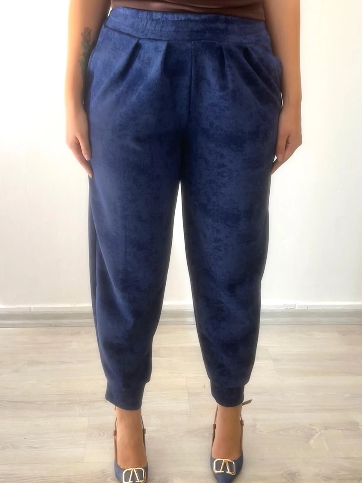 Mavi Pile Detaylı Eşofman Altı