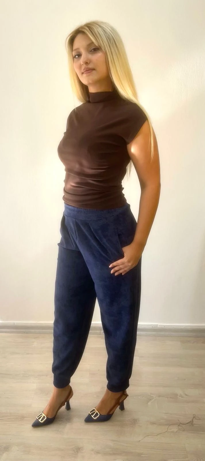 Mavi Pile Detaylı Eşofman Altı