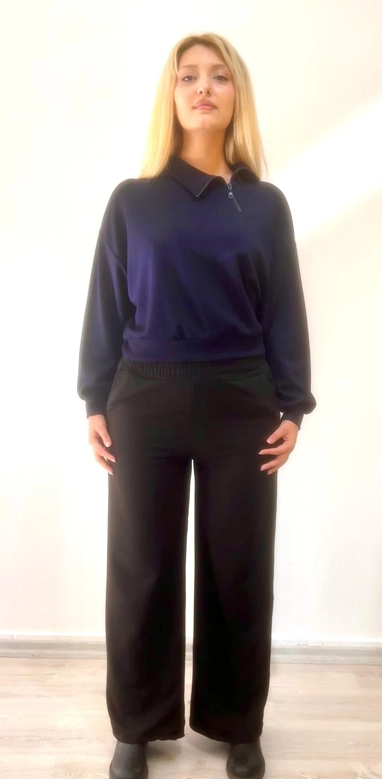 Siyah Cep Detaylı Bol Kesim Eşofman Altı