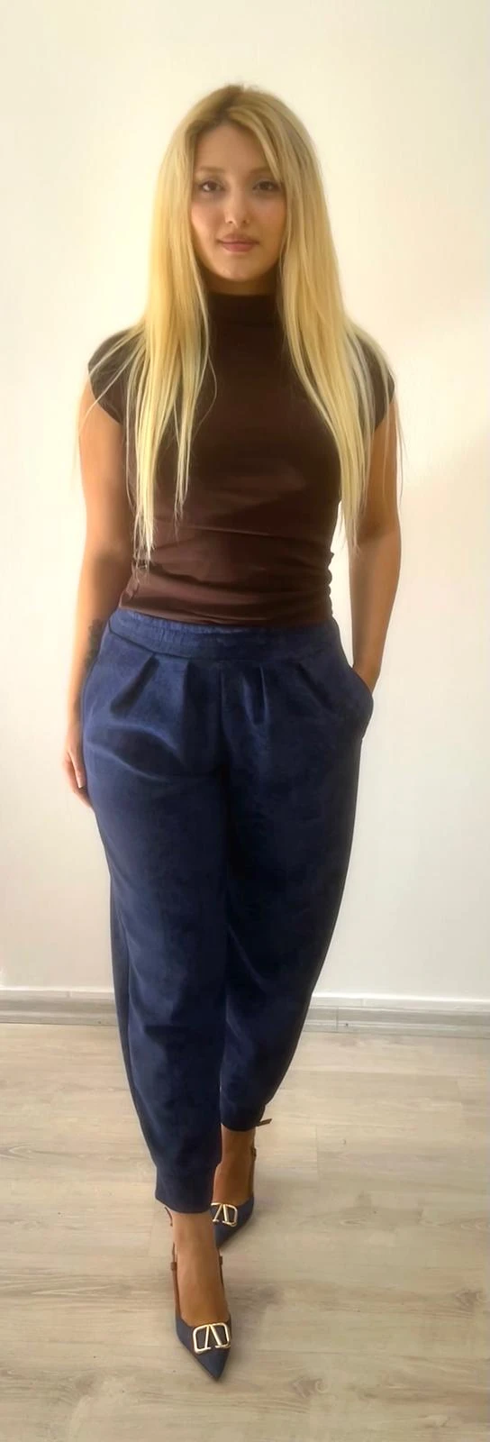 Mavi Pile Detaylı Eşofman Altı