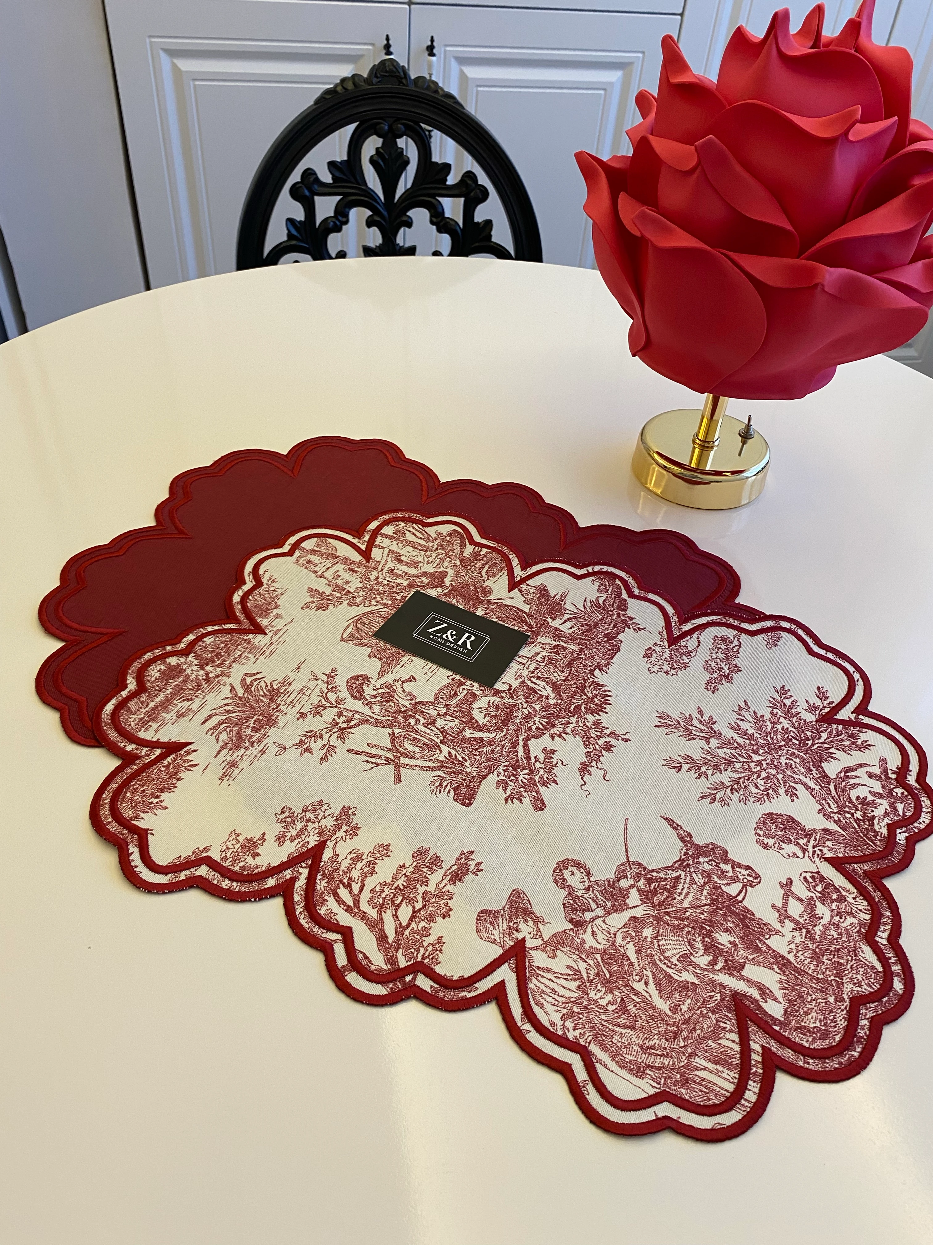 Tolie de Jouy Desenli Amerikan Servis