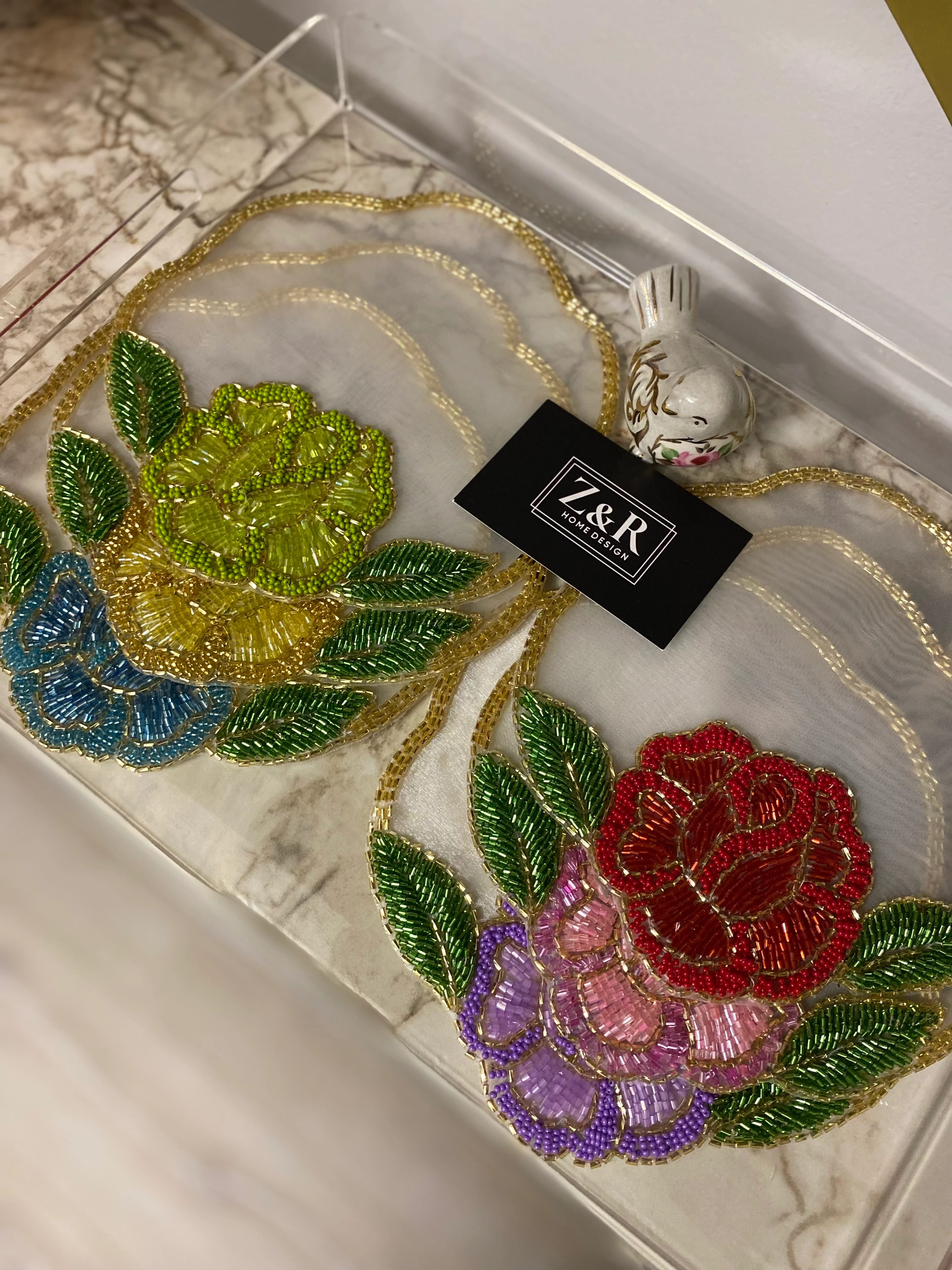 Gül İşlemeli Tasarım Sunum Peçetesi 