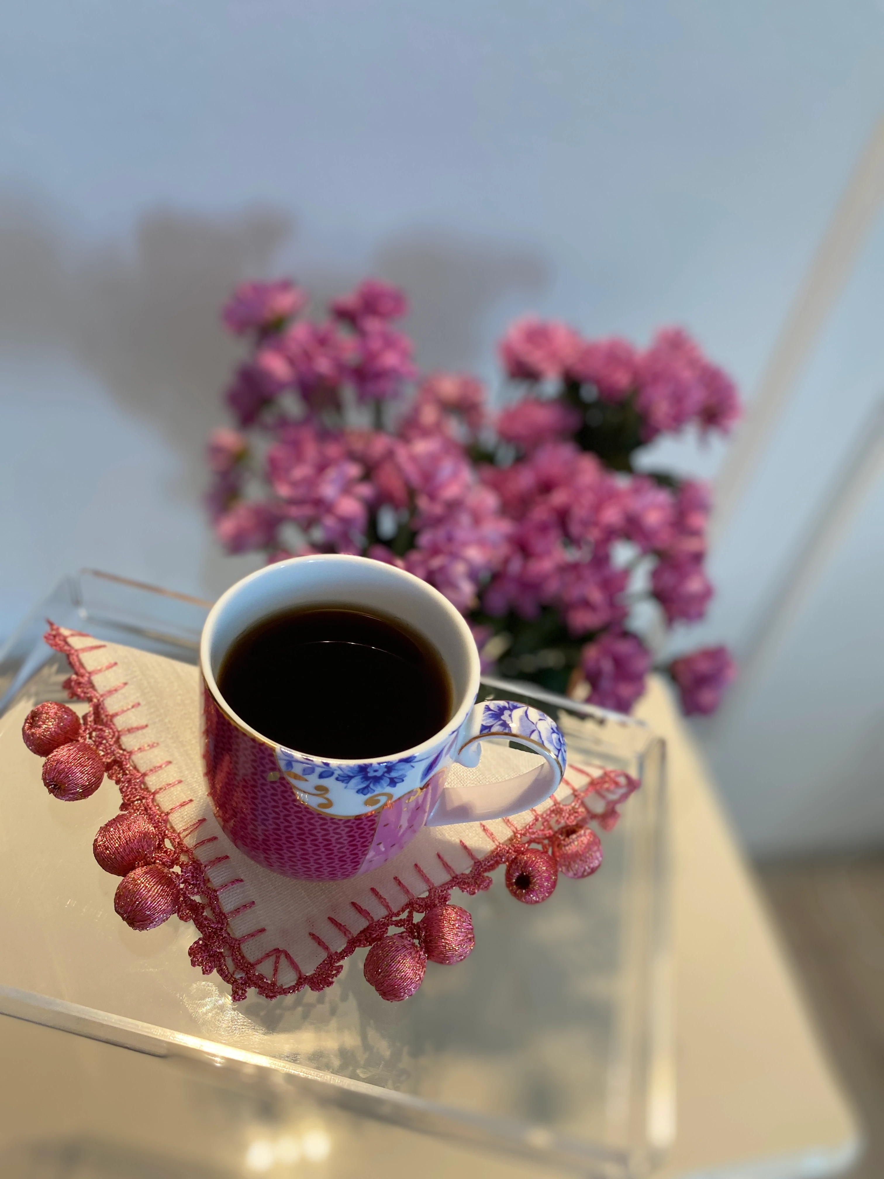 Pembe Ponponlu Simli Sunum Peçetesi 