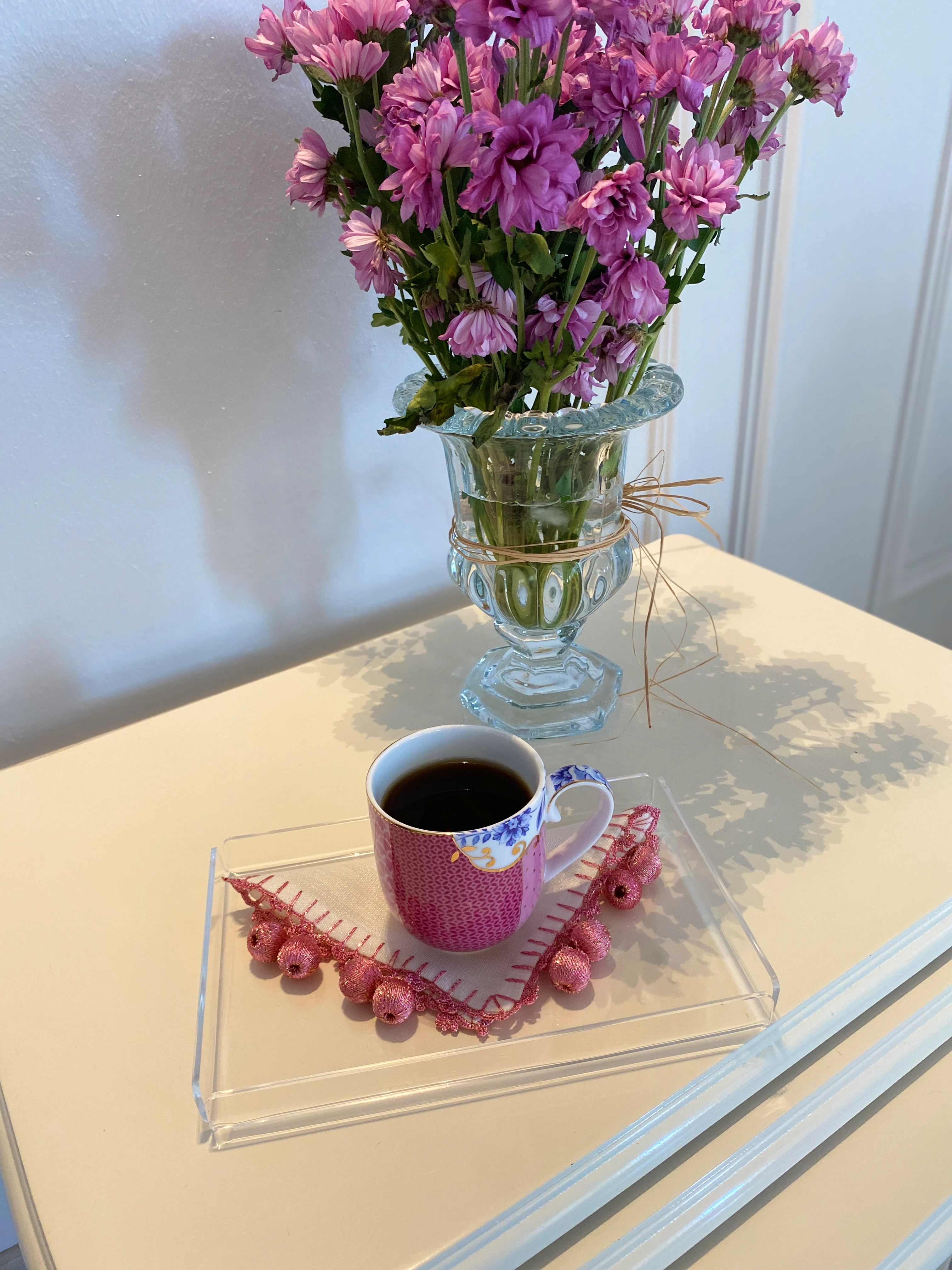 Pembe Ponponlu Simli Sunum Peçetesi 