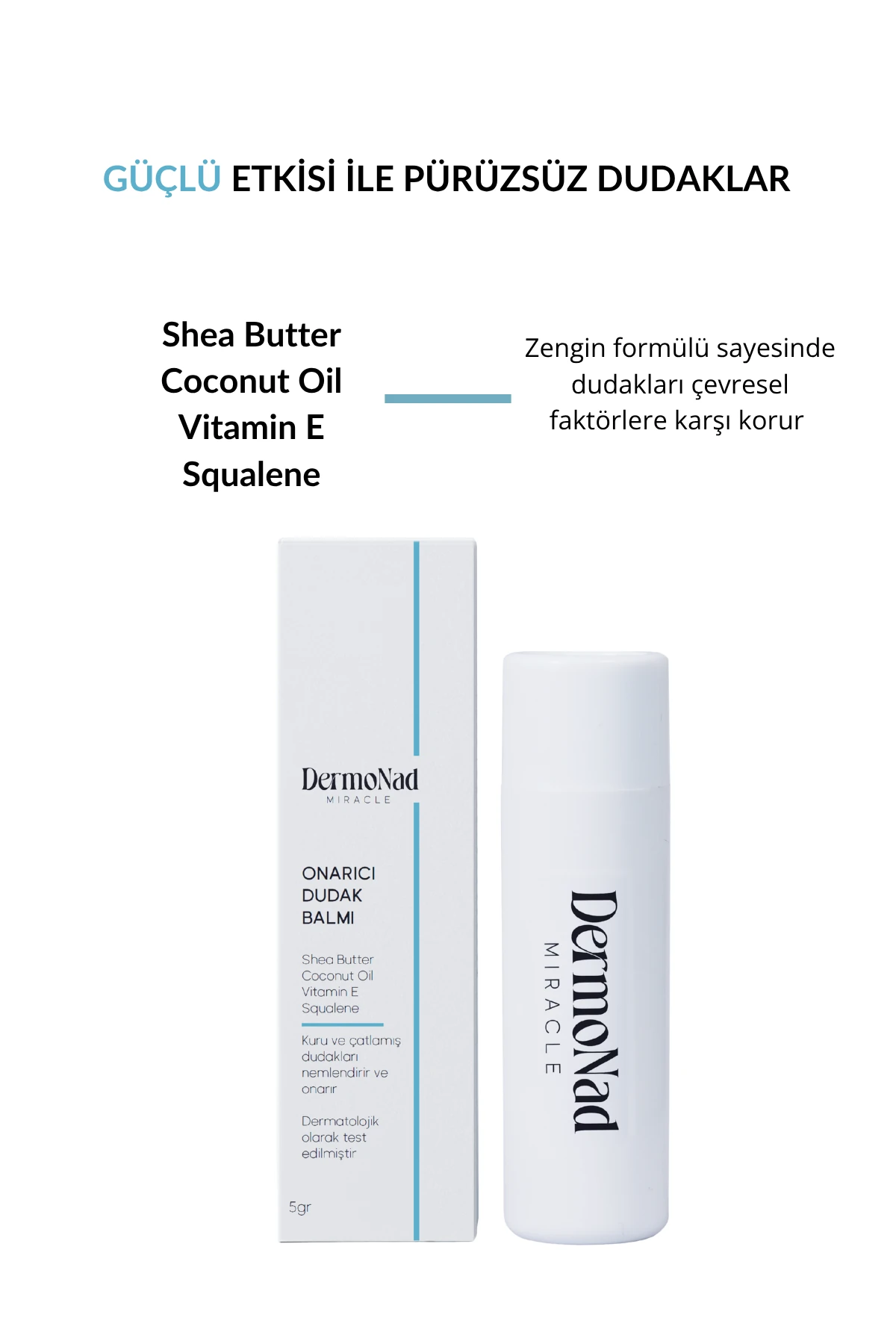 Onarıcı Nemlendirici Dudak Balm 5 mg (She Butter , Vitamin E , Coconut Oil ,Squalene)