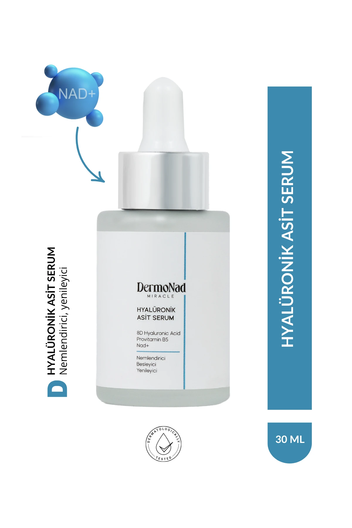 Yoğun Nemlendirici 8D Hyalüronik Asit Serum 30 ML (NAD+, Provitamin B5)