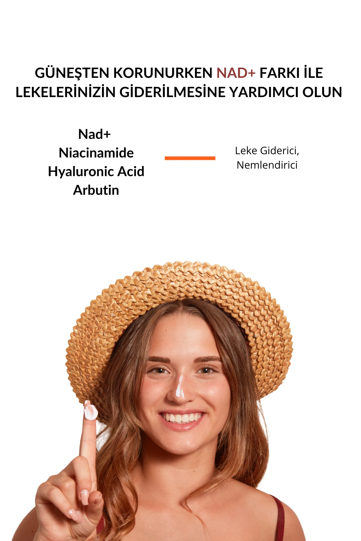 Leke Karşıtı Güneş Kremi 50+ SPF - 50 ML (NAD+, Arbutin, Zinc, Hyalüronik Asit)