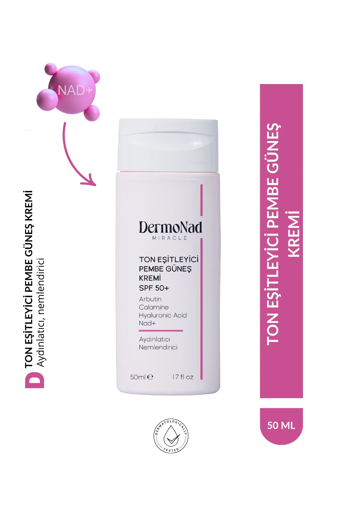 Cilt Tonu Eşitleyici Güneş Kremi SPF 50+ 50 ML (NAD+, Arbutin, Zinc, Hyalüronik Asit)