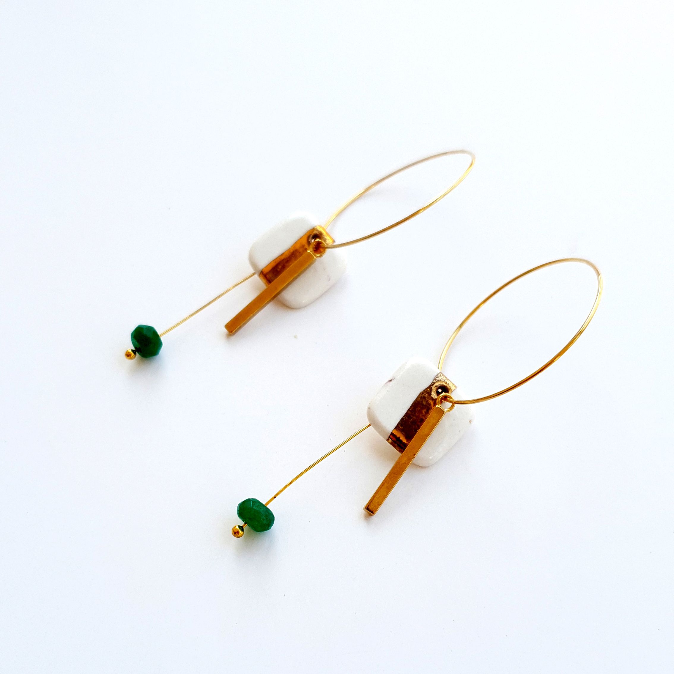 mys15 Green Agate Mix&Match Hoop Earrings
